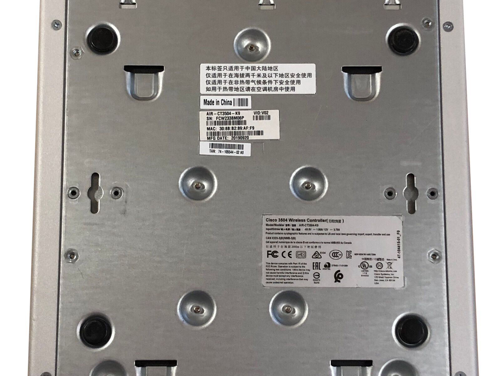 Cisco 3504 AIR-CT3504-K9 802.11ac Wireless Controller 10 AP License w/AC Adaptr