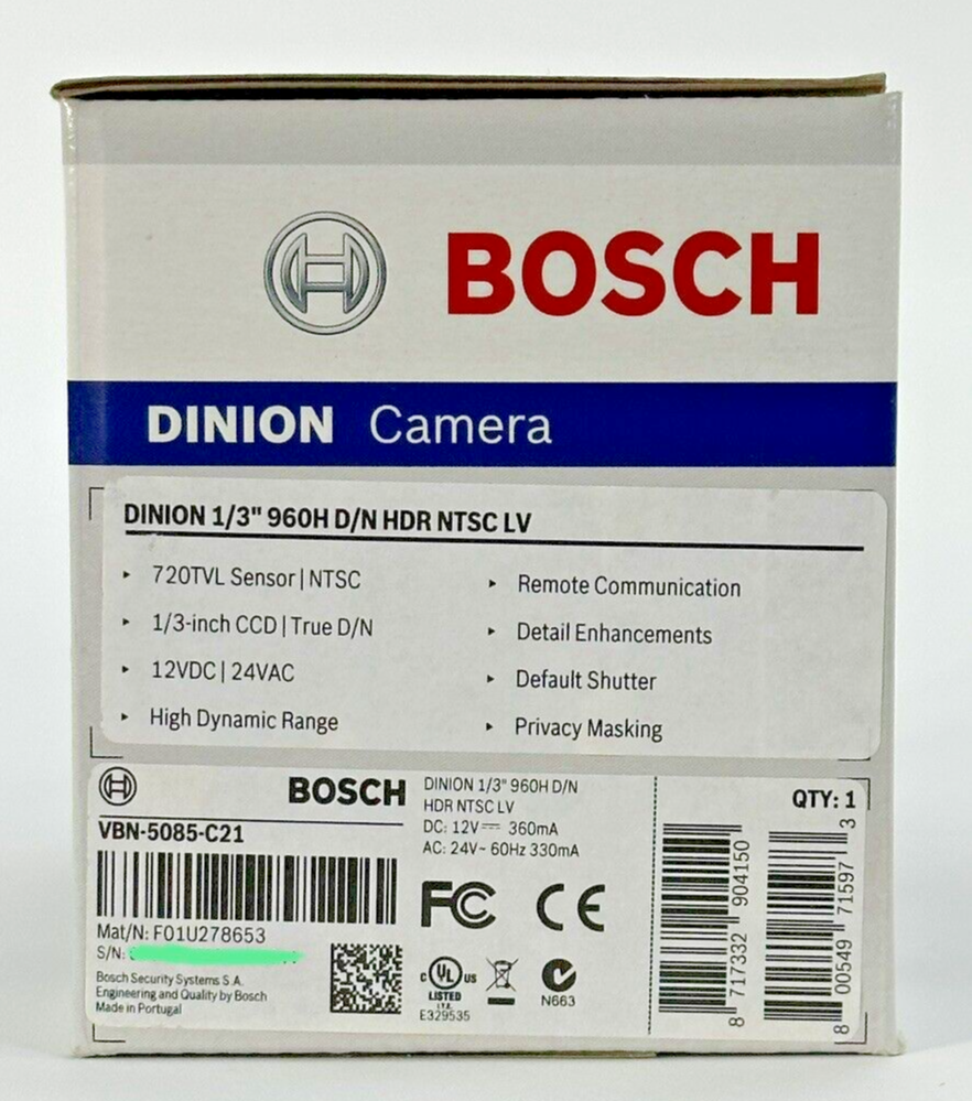 LOT of 12 Bosch VBN-5085-C21 AN 5000 960H Analog Indoor WDR Box Camera No Lens
