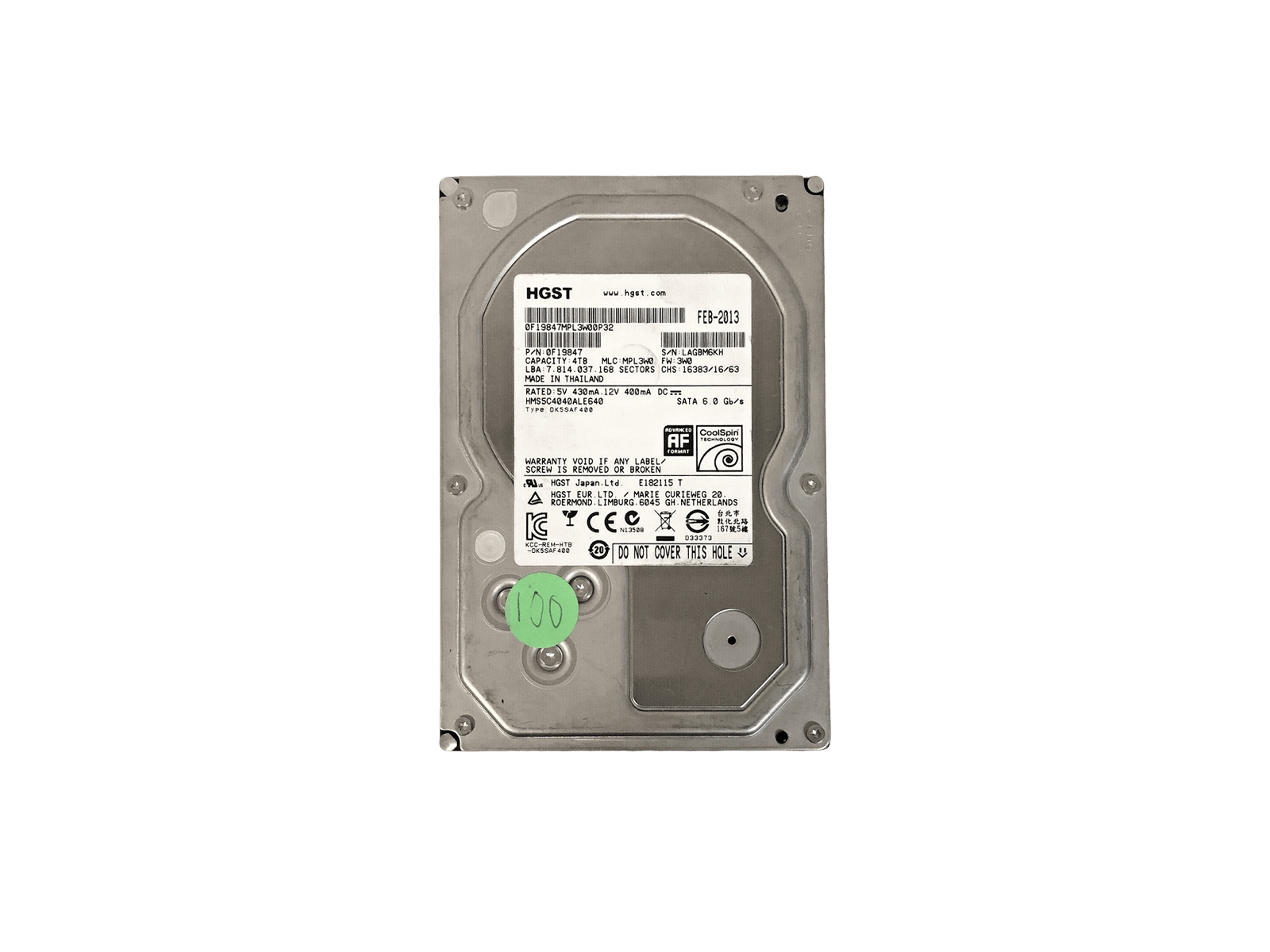 HGST 0F19847 4TB SATA 6Gb/s 5.7K rpm 3.5" LFF AF 512e HDD Hard Disk Drive