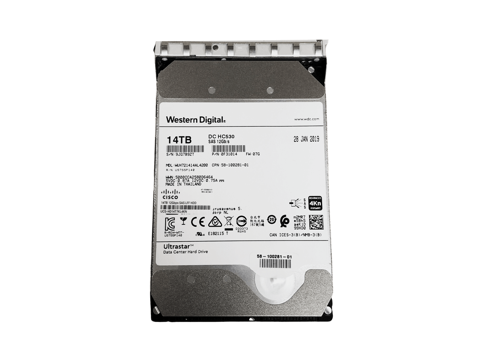 Cisco UCS-HD14T7KL4KN 14TB SAS 12Gb/s 7.2K rpm 3.5" LFF 4Kn NL HDD Hard Disk Drive