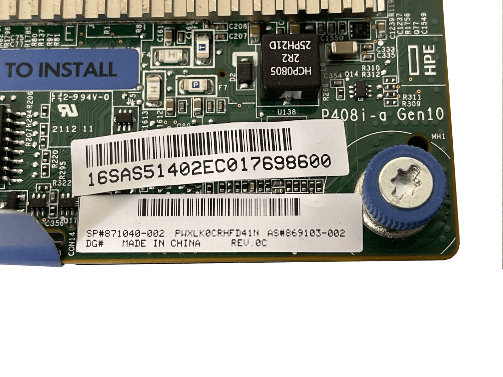 HPE 869081-B21 P408i-a SR Gen10 2GB Cache 12G SAS RAID Controller Adapter 2 Port 8 Lanes LH.