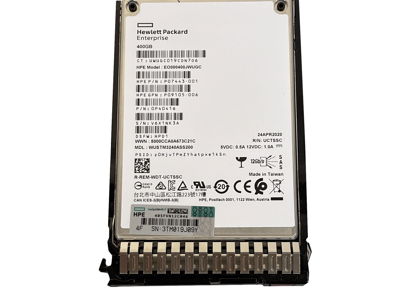 HPE P09947-001 400GB SAS 12Gb/s 2.5" SFF Write Intensive SC MLC SSD Solid State Drive