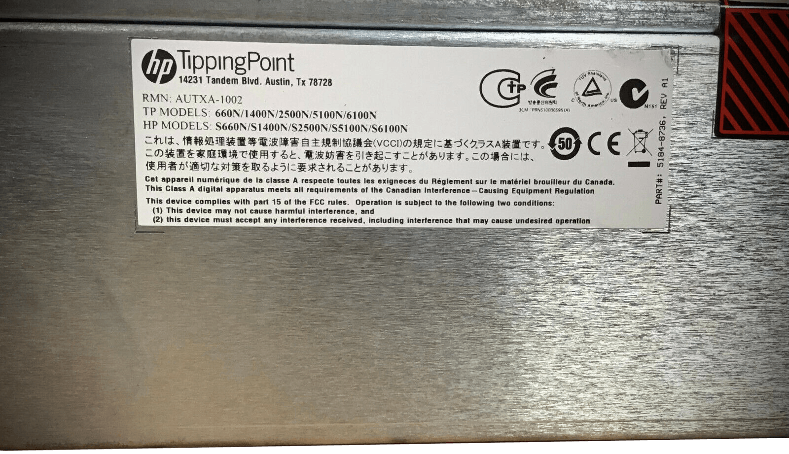 HP JC021A TippingPoint 660N IPS 2500N-50R1-6006 Intrustion Prevention System 10x RJ45 10x SFP 2x XFP.