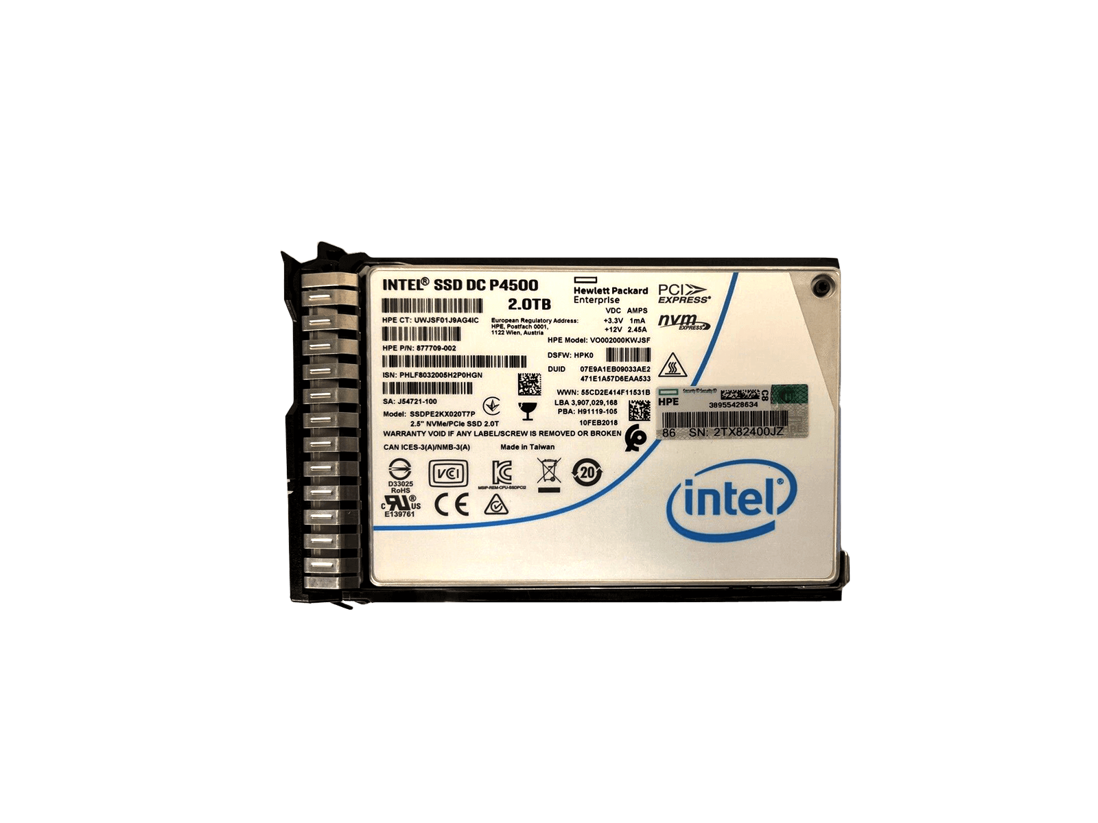 HPE 880242-001 2TB U.2 NVMe 2.5" SFF Read Intensive SCN MLC SSD Solid State Drive