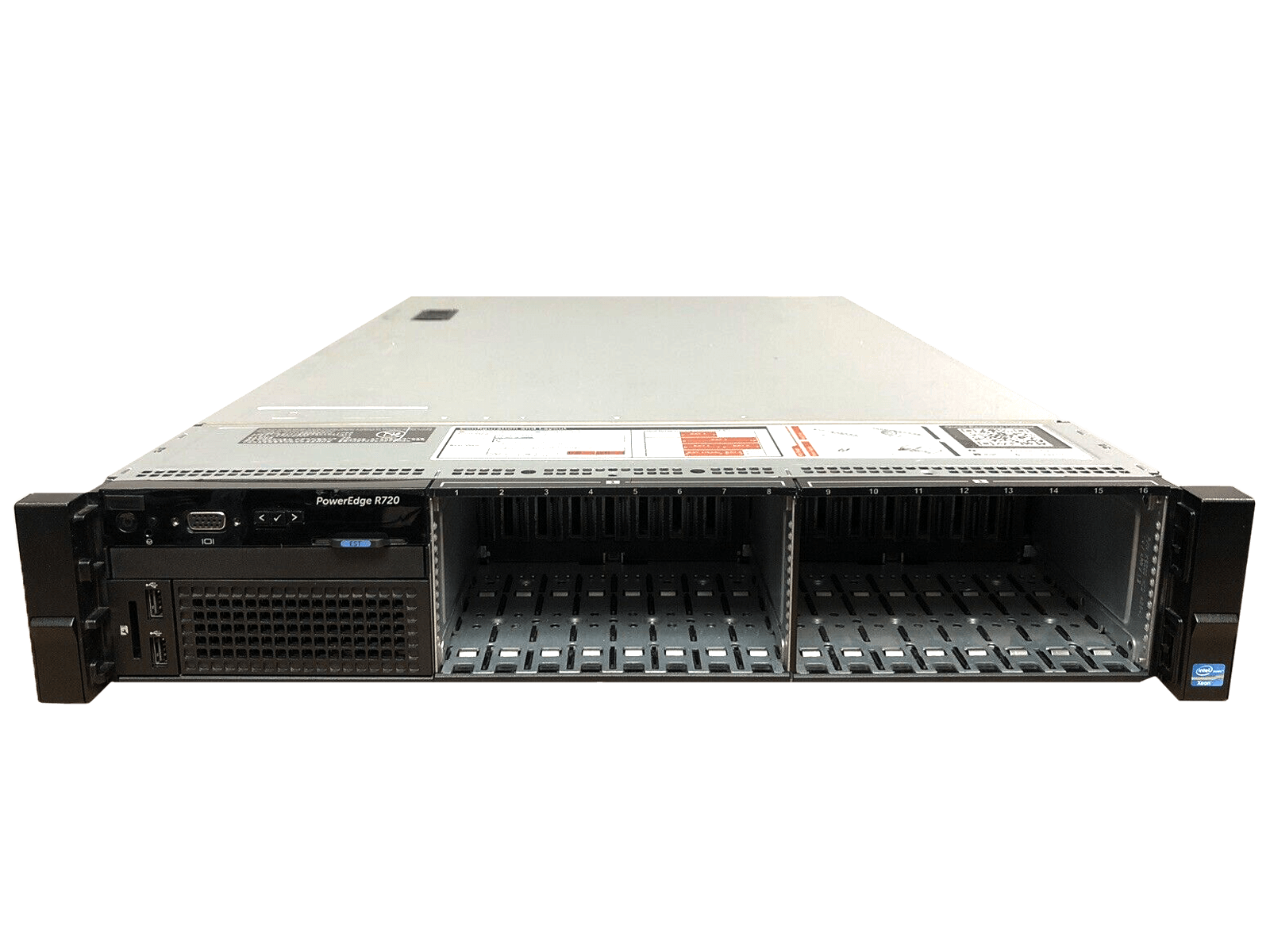 Dell R720 16 bay SFF 2.5 Two 10Core E5-2690V2 3.0GHz 64GB H710 iD7 Ent 2x 1100W.