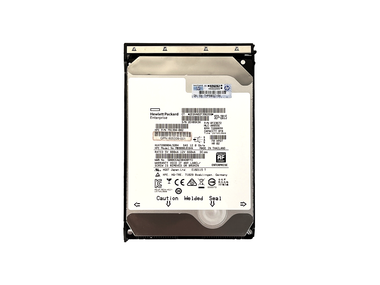HPE 805344-001 8TB SAS 12Gb/s 7.2K rpm 3.5" LFF LP 512e HDD Hard Disk Drive