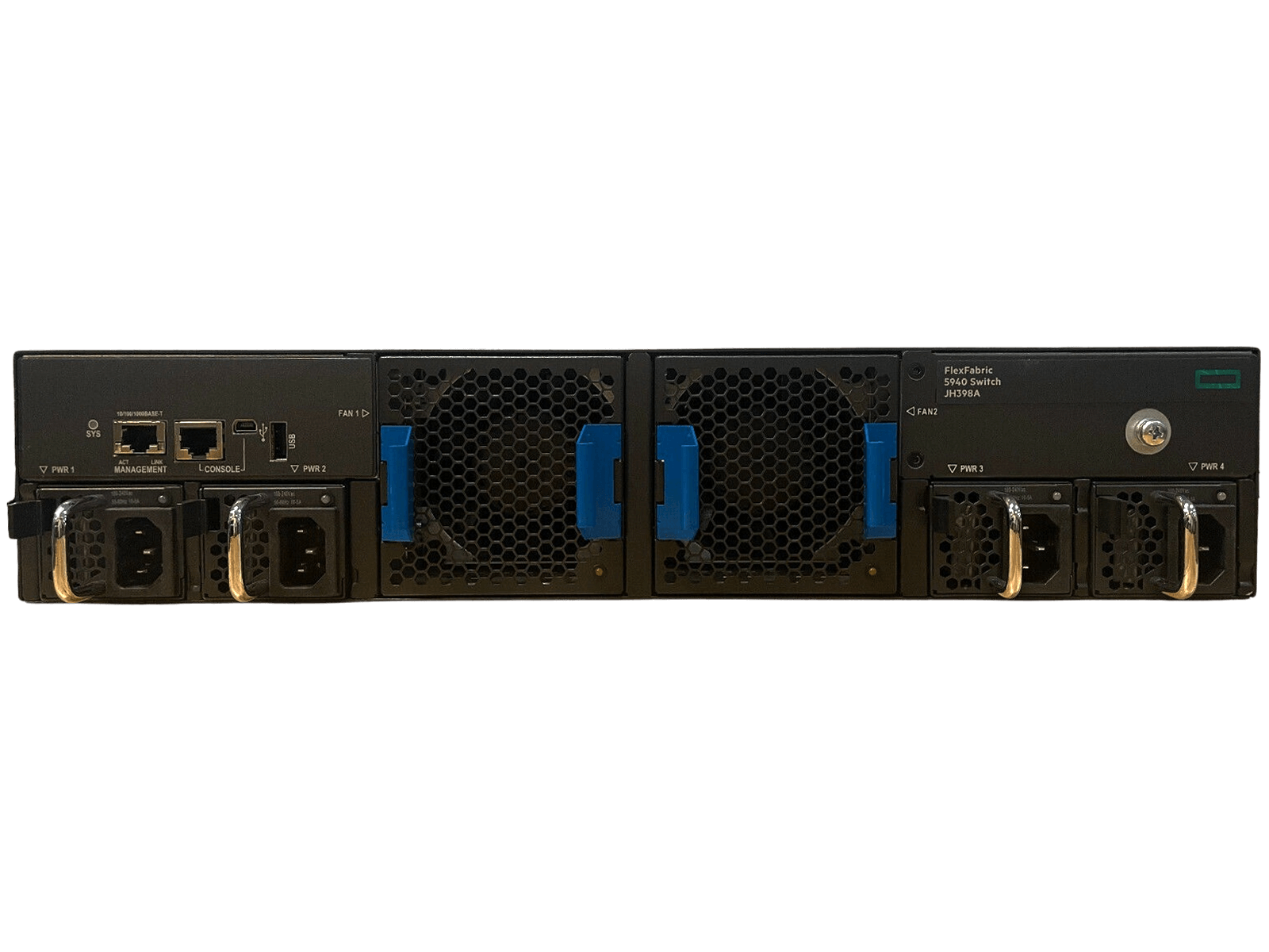 HPE JH398A FlexFabric 5940 4-slot Switch Chassis 4x PSU 2x Fan up to 32x40GbE 96x1/10GE.