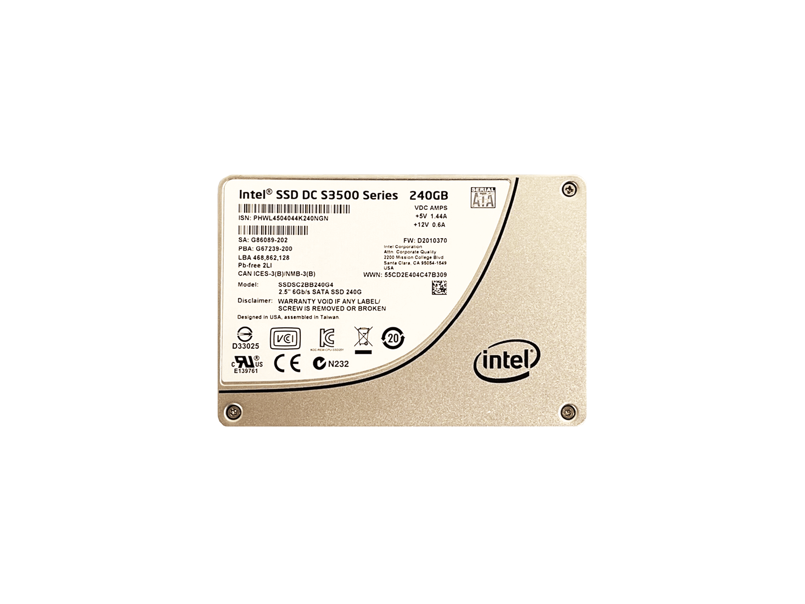 Intel SSDSC2BB240G4 240GB SATA 6Gb/s 2.5" SFF Read Intensive MLC SSD Solid State Drive