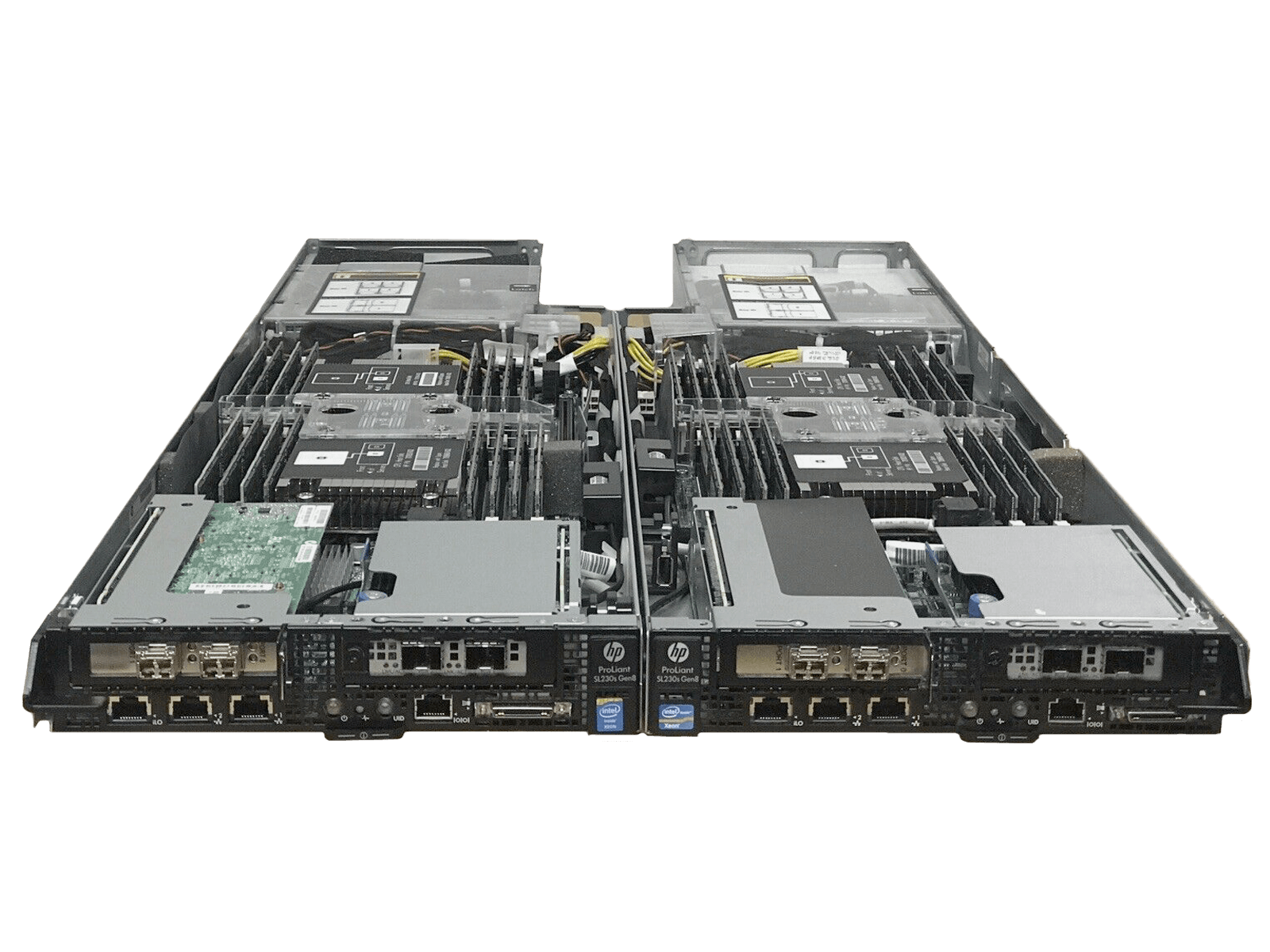 HP SL230s G8 Two Xeon E5-2660 256GB 4x SFF 2x 200GB SSD 560FLR FBWC 10GbE 8Gb FC.