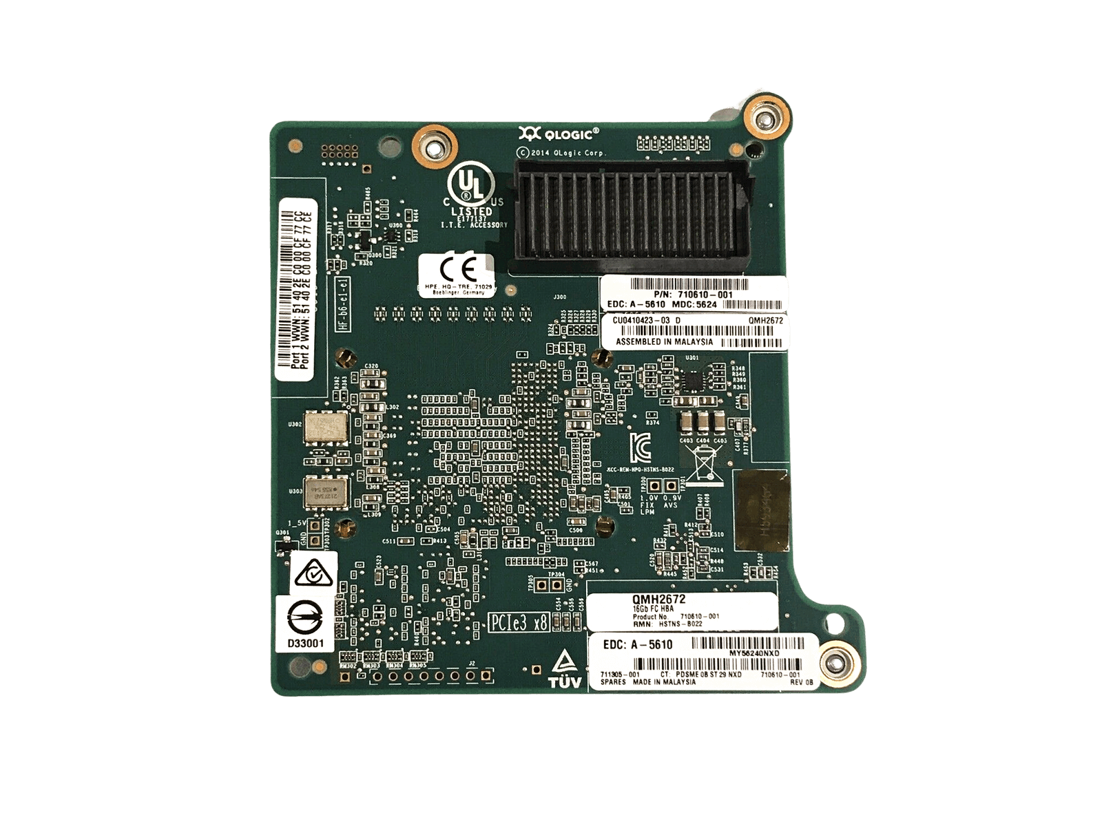 HP HPE 710608-B21 16Gb 2-Port FC Fiber Channel HBA QLogic 711305-001 710610-001 QMH2672 for C-class blade servers.