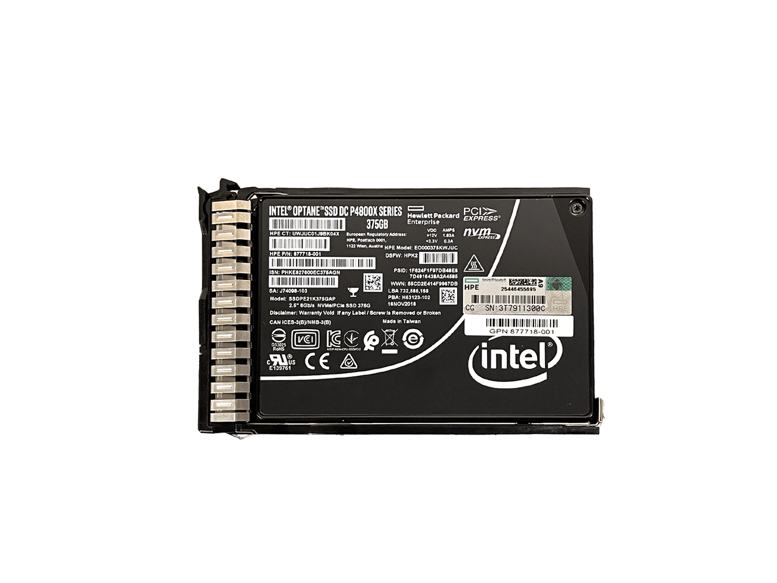 HPE P02559-001 375GB U.2 NVMe 2.5" SFF Write Intensive SCN 3D Xpoint SSD Solid State Drive