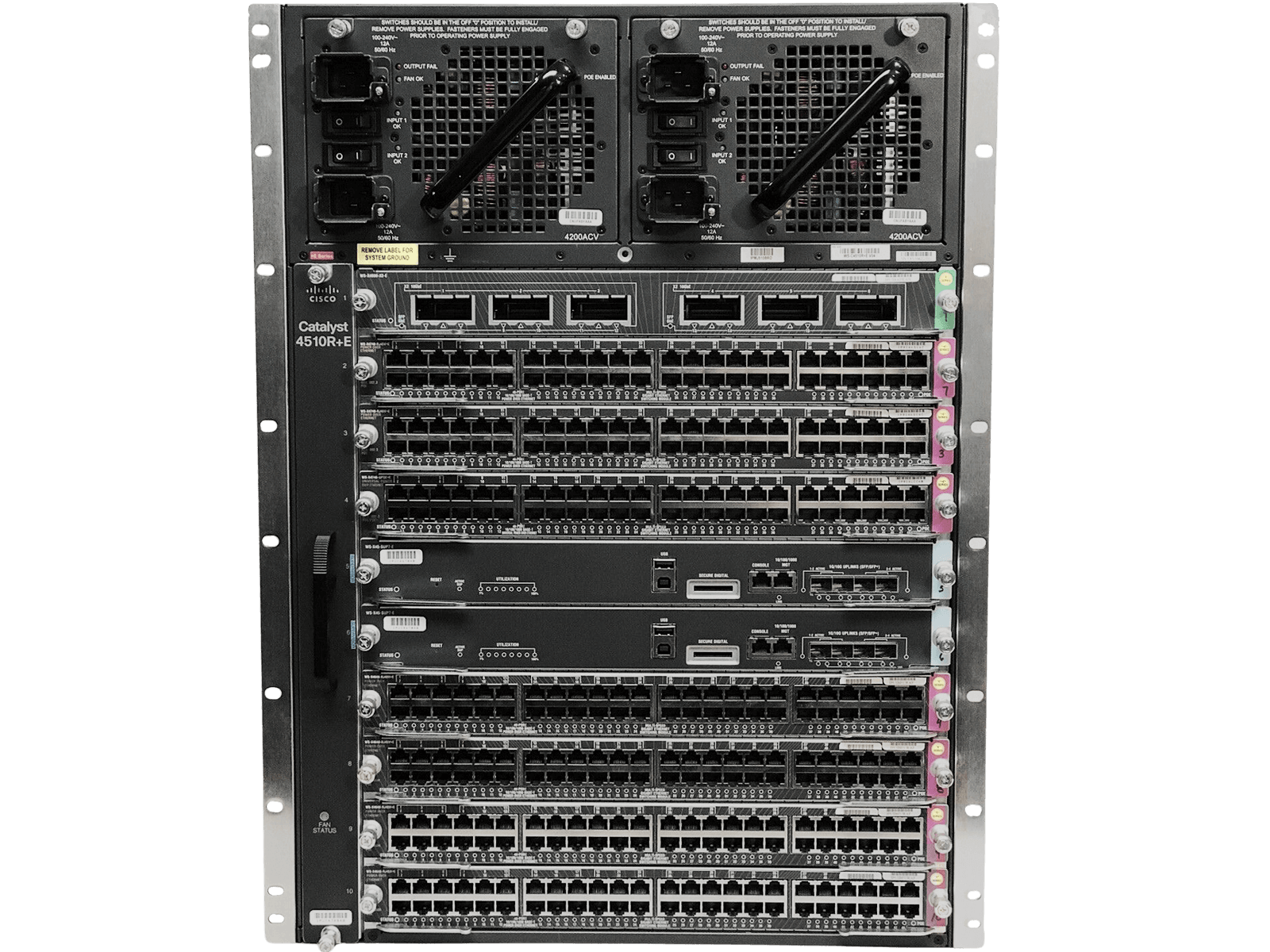 Cisco Catalyst C4510R+E WS-X45-SUP7-E X4606-X2-E X4748-RJ45V+E UPOE PoE 4200ACV.