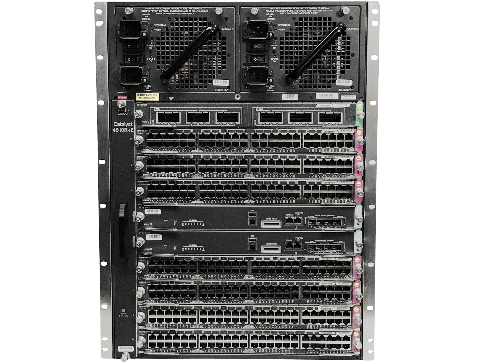 Cisco Catalyst C4510R+E WS-X45-SUP7-E X4606-X2-E X4748-RJ45V+E PoE 2x