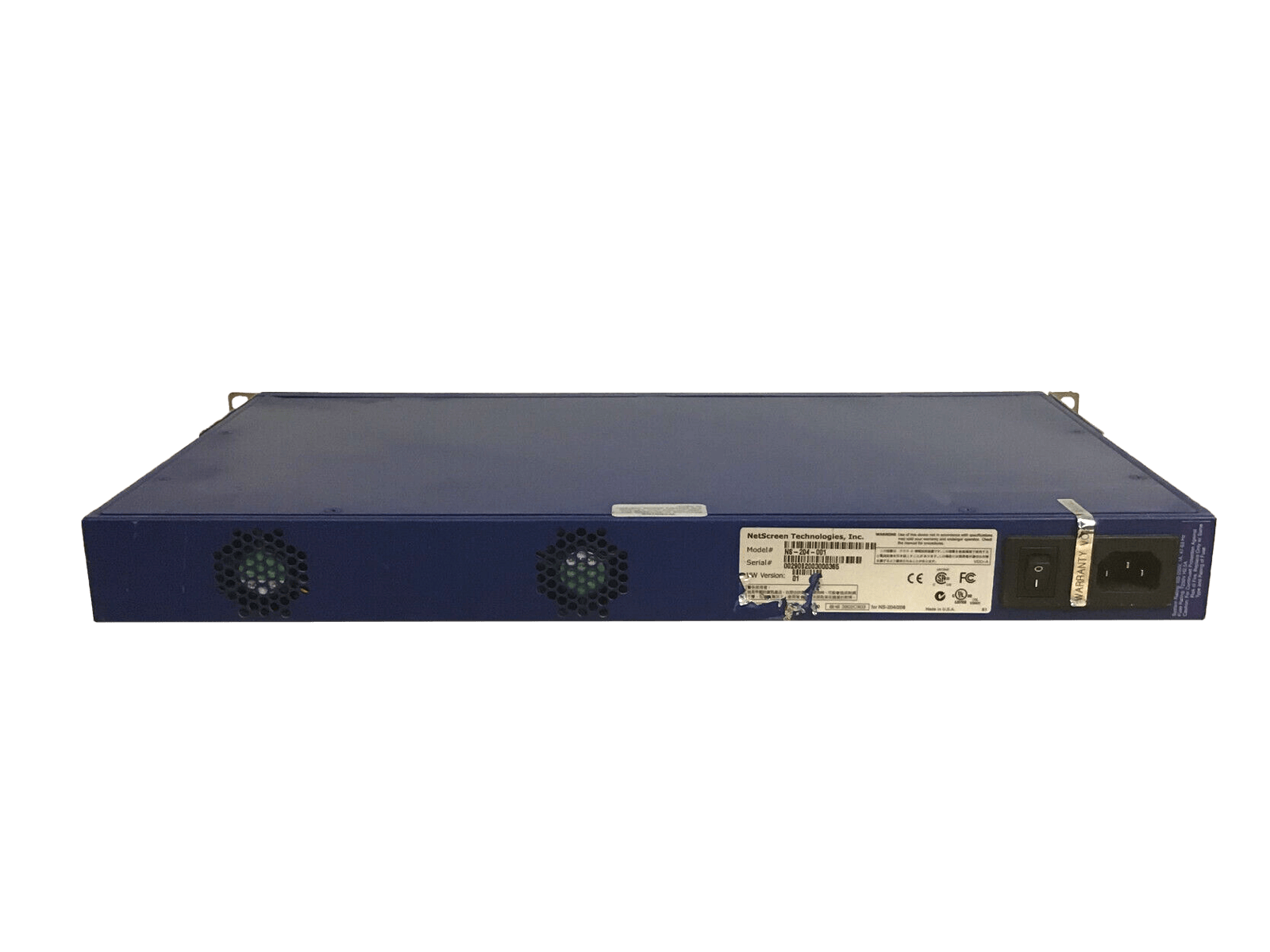 Juniper NetScreen-204 Firewall VPN 4x 10/100 BASE-T RJ45 375 Mbps L2 L3 NAT BGP.