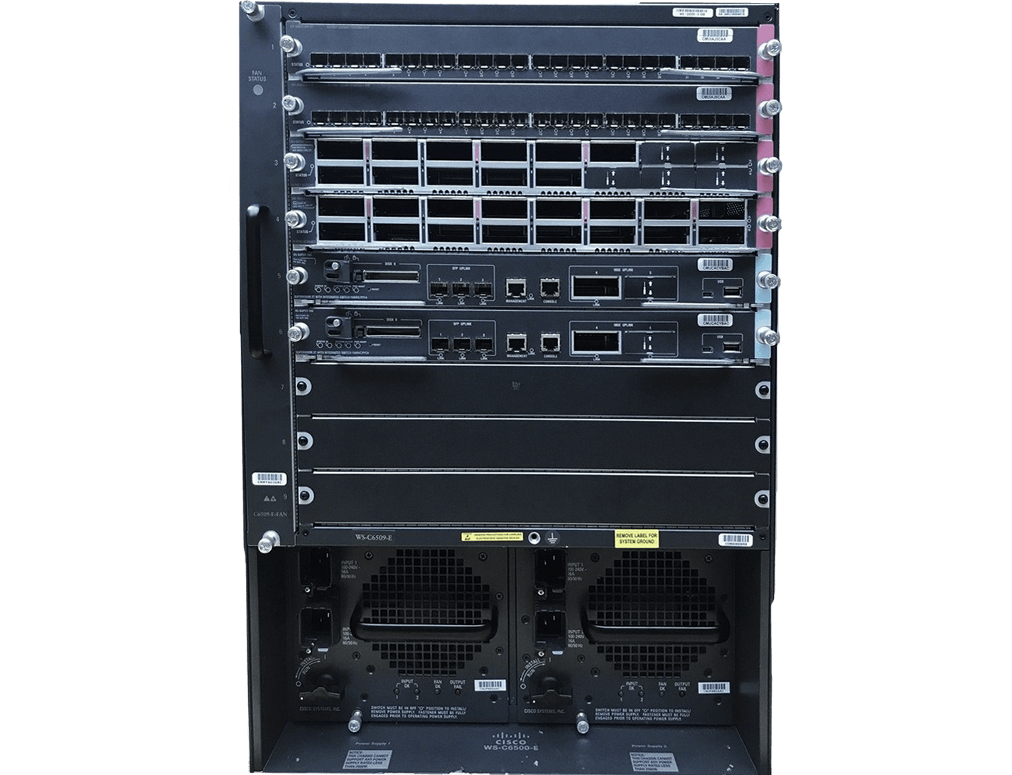 Cisco Catalyst C6509-E 2x VS-SUP2T-10 WS-X6816-10GE-2T F6K-DFC4-E X682