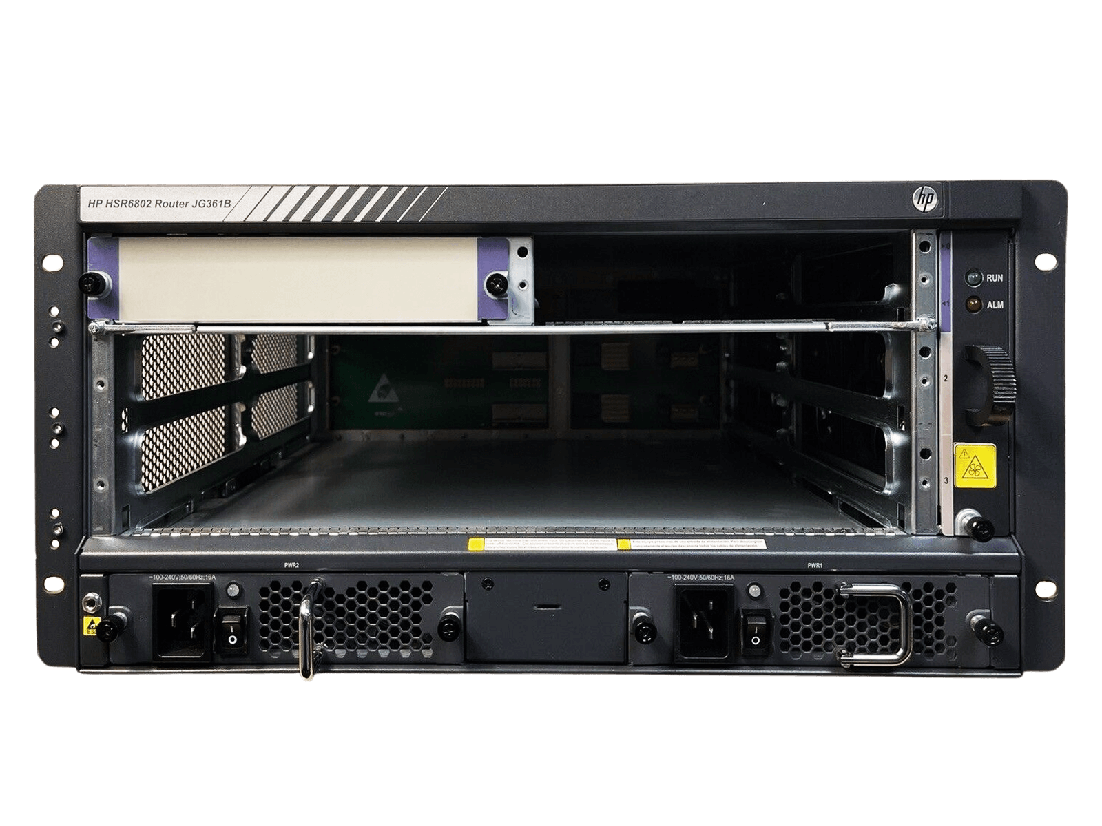 HPE JG362A FlexNetwork HSR6802 Router Chassis with 2x AC 1200W PSU JG335A.