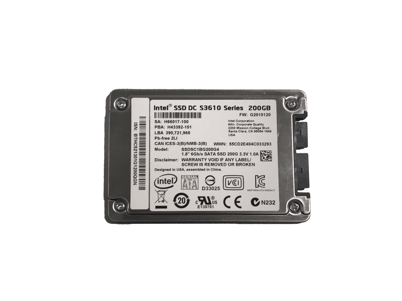 Intel SSDSC1BG200G401 200GB uSATA 6Gb/s 1.8" Mixed Use MLC SSD Solid State Drive