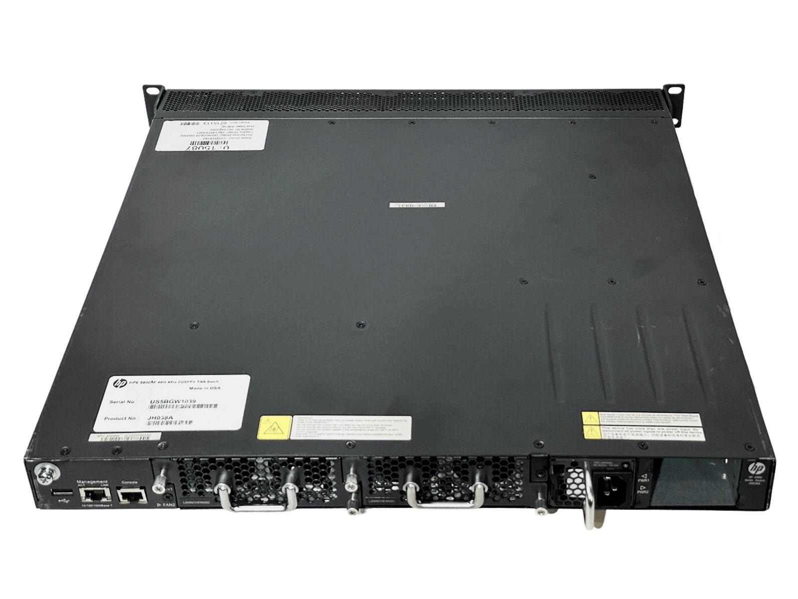 HPE JH038A FlexFabric 5900AF 48G 4XG 2QSFP+ L3 Switch 1x PSU 2x Back to Front Fan Kit.
