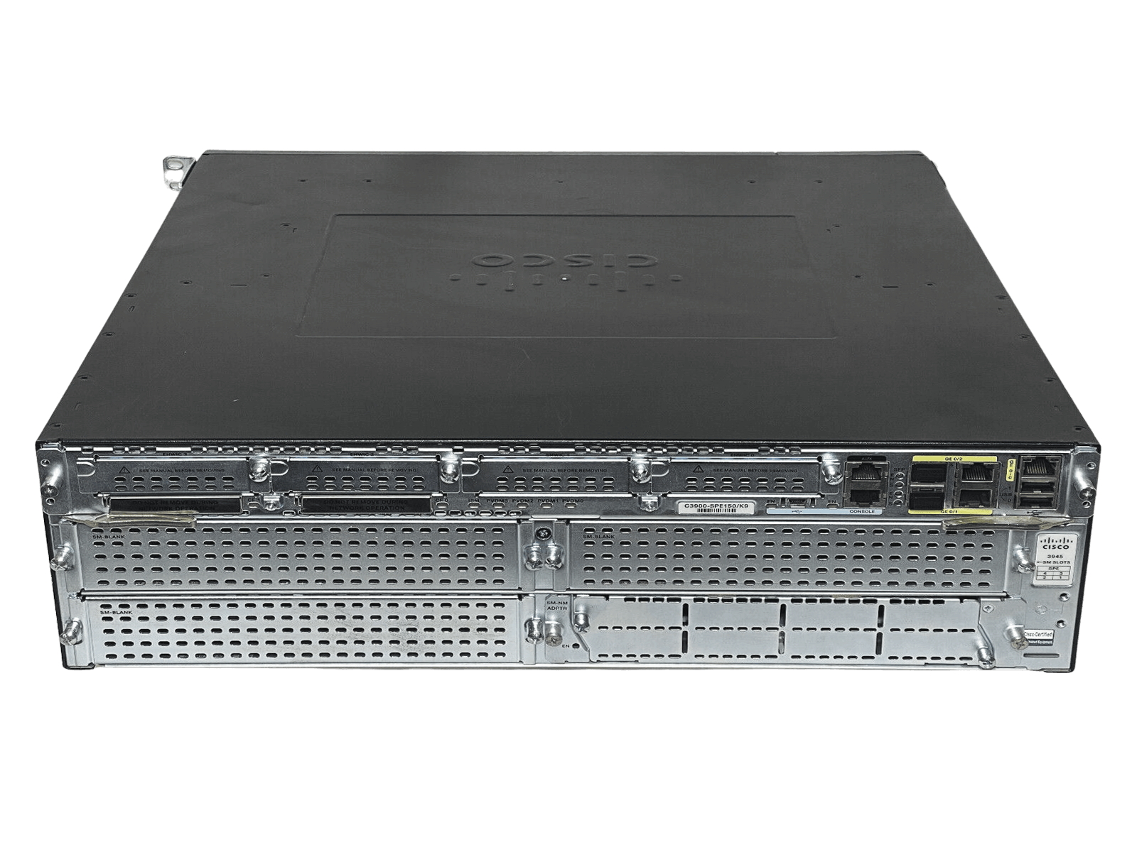 Cisco ISR 3945 Router 3x 1GbE 2x PSU SPE150 1GB RAM 256MB CF IPBASE K9.