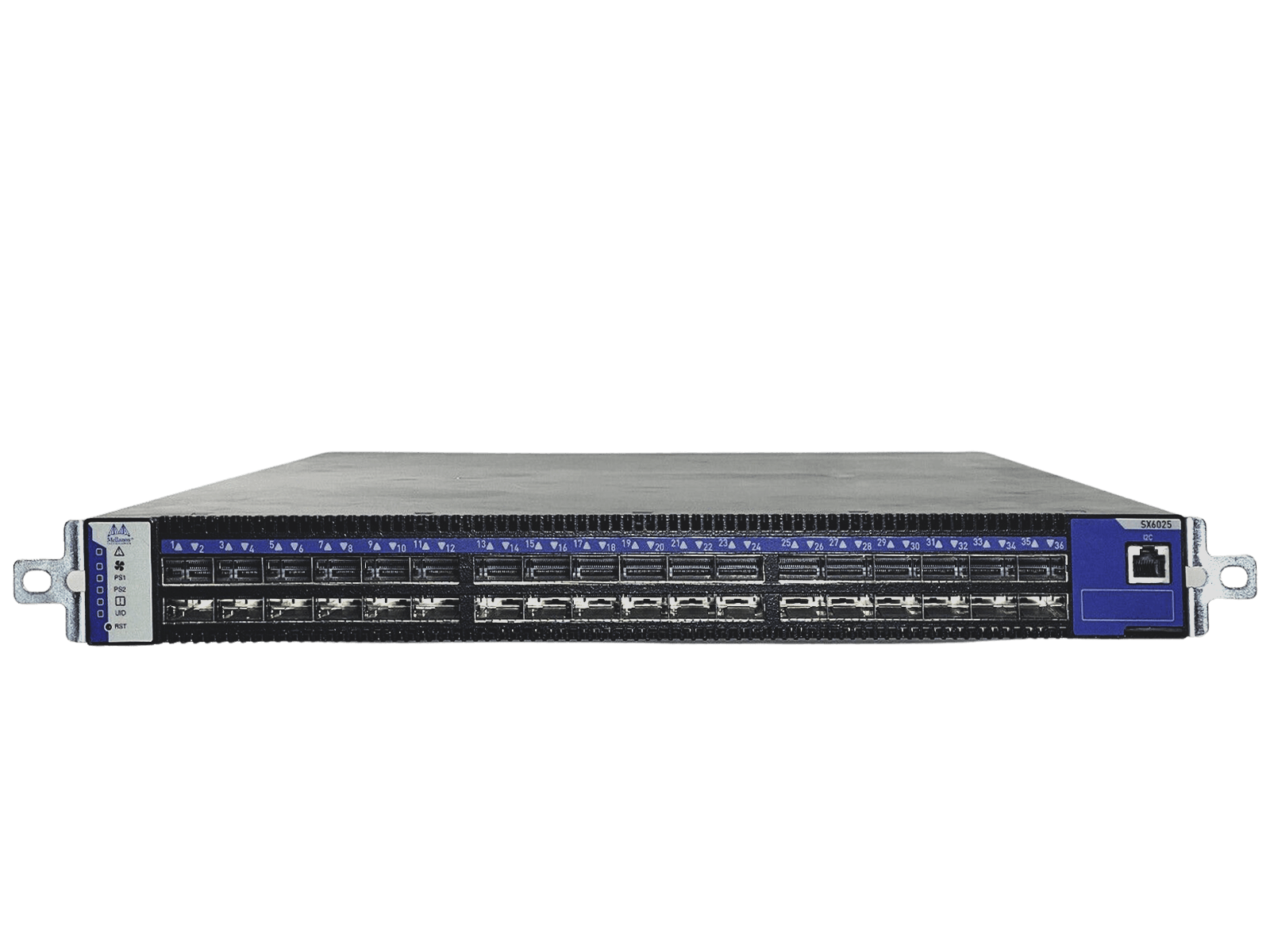 Mellanox SX6025 36-Port Non-blocking 56Gb/s FDR InfiniBand Switch 1x PSU Rails MSX6025F-1SFS.