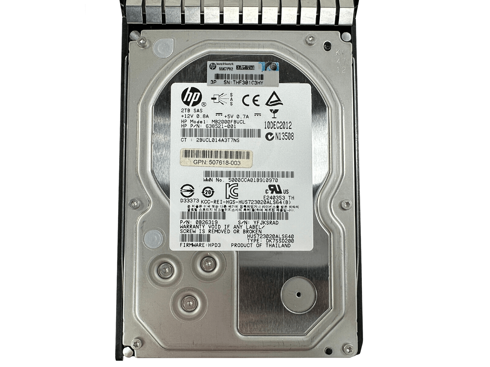 HP 508010-001 2TB SAS 6Gb/s 7.2K rpm 3.5" LFF MDL SC HDD Hard Disk Drive