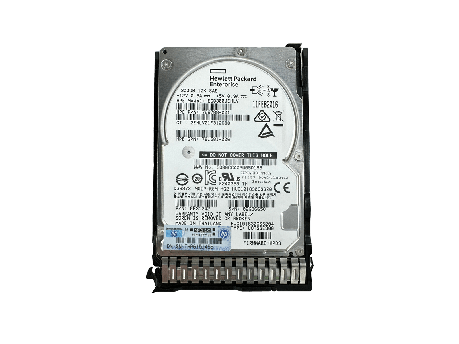 HPE 653955-001 300GB SAS 6Gb/s 10K rpm 2.5" SFF SC HDD Hard Disk Drive