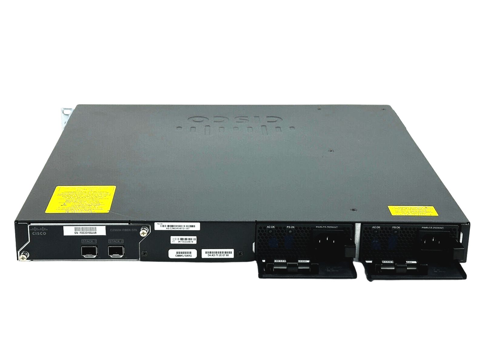 Cisco Catalyst 2960XR Ethernet Switch 48x 1GbE Ports 2x SFP+ 10GbE + Stack C2960X-FIBER-STK 2x PSU