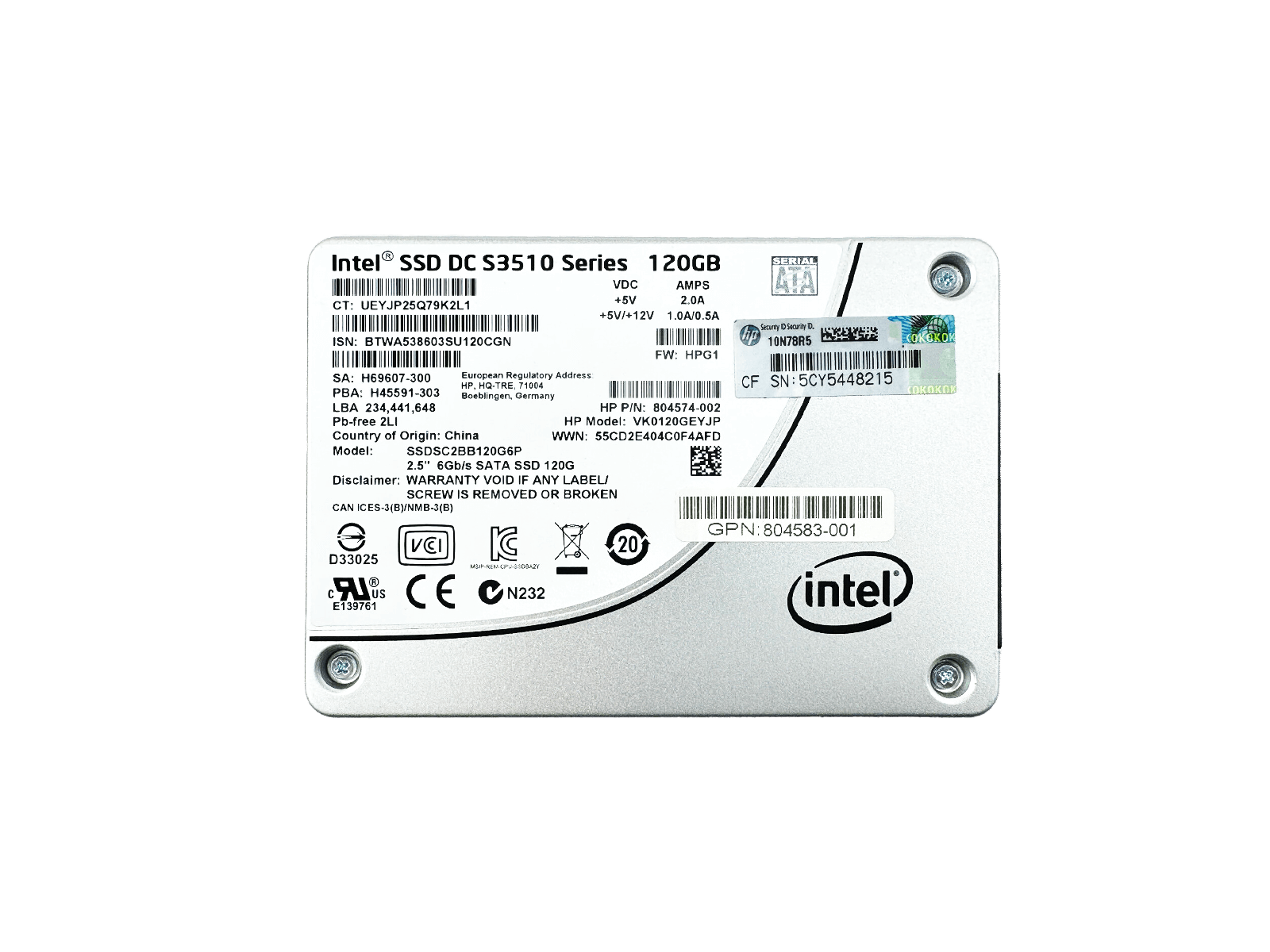 HP 804574-002 120GB SATA 6Gb/s 2.5" SFF Read Intensive MLC SSD Solid State Drive