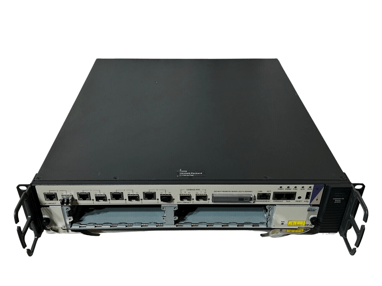 HPE JG354A FlexNetwork HSR6602-XG Router FIP-20 4x 1GbE RJ45 SFP 2x 10GbE 2x 300W PSU.