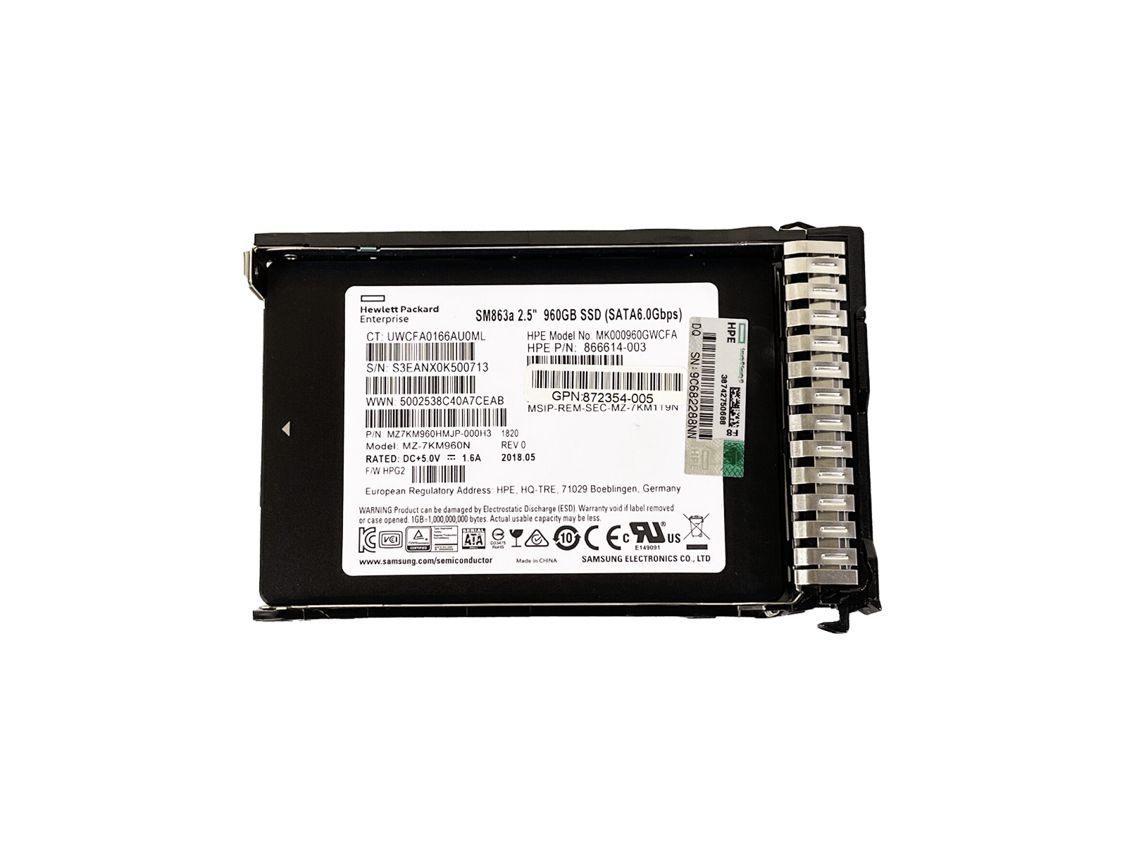 HPE 872520-001 960GB SATA 2.5" SFF Mixed Use SC MLC SSD Solid State Drive