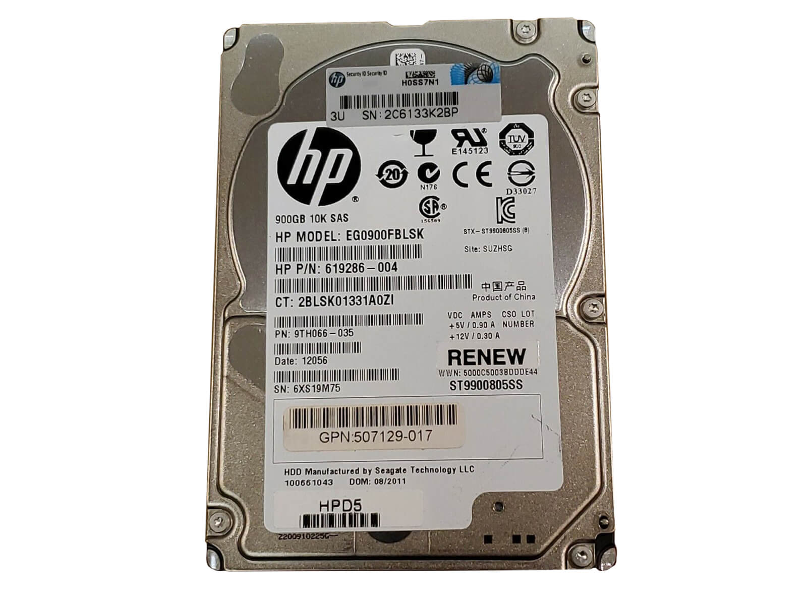 HP 619286-004 900GB SAS 6Gb/s 10K rpm 2.5" SFF 512e HDD Hard Disk Drive