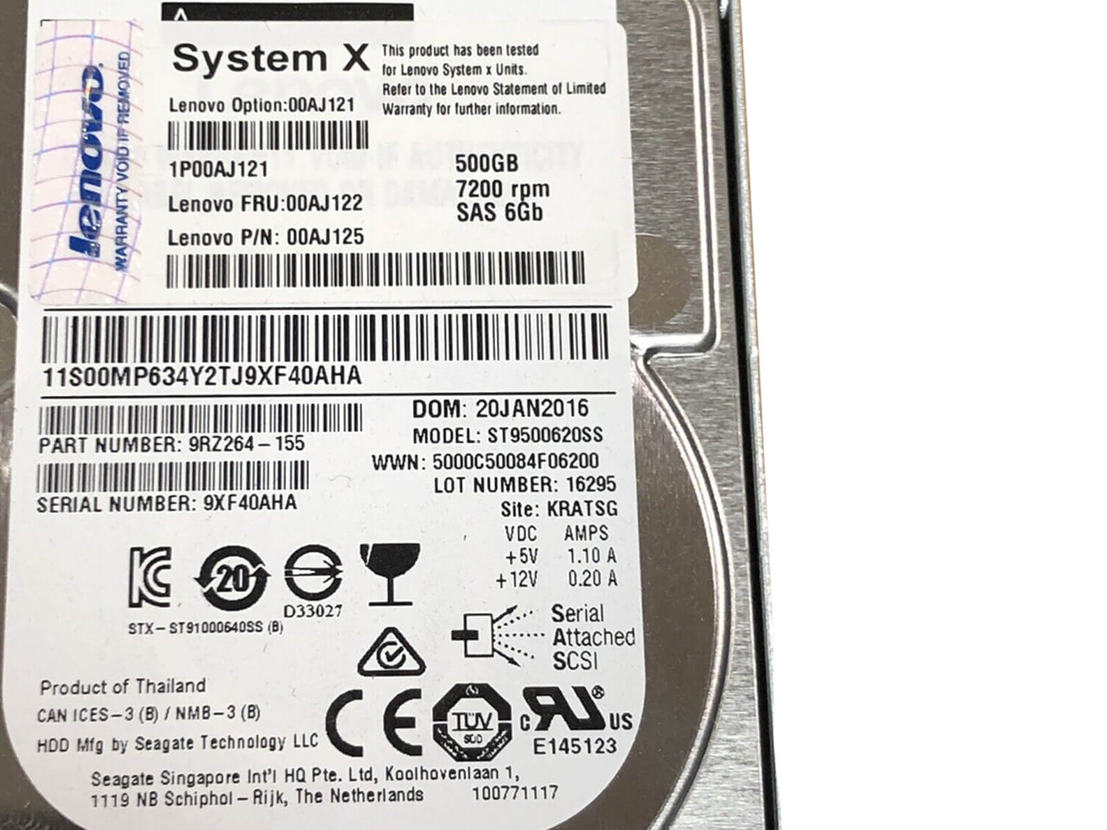 Lenovo 00AJ122 500GB SAS 6Gb/s 7.2K rpm 2.5" SFF 512 HDD Hard Disk Drive