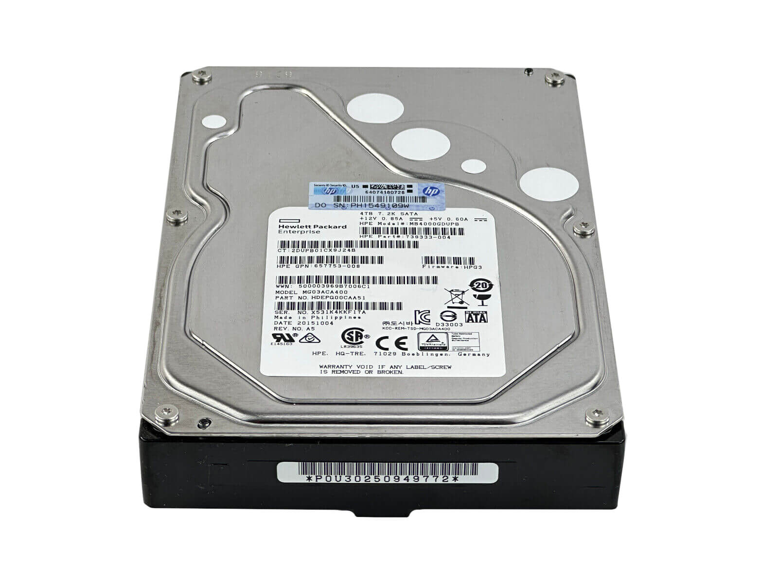 HPE 739333-004 4TB SATA 6Gb/s 7.2K rpm 3.5" LFF MDL 512n HDD Hard Disk Drive