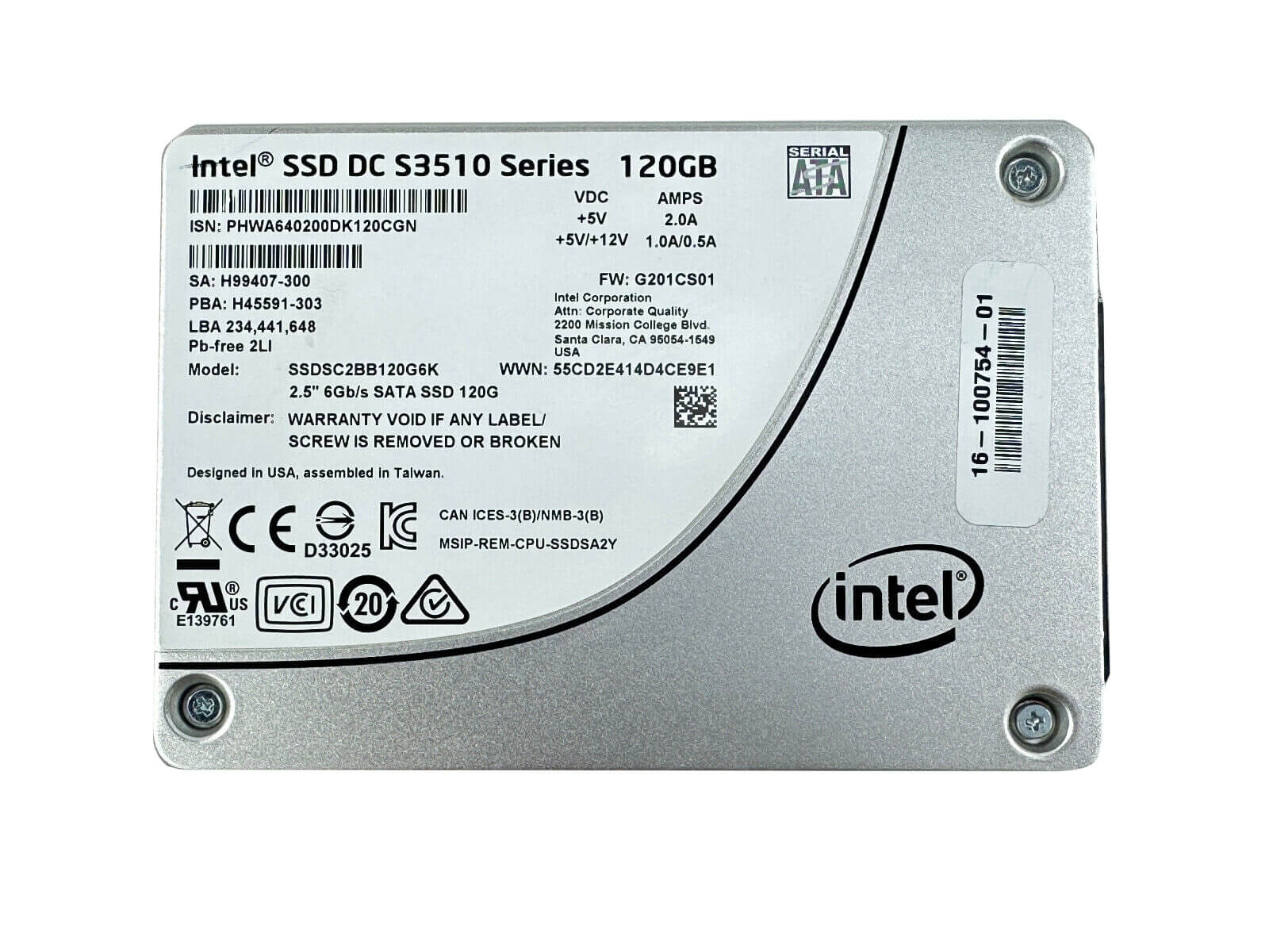 Intel 120GB SATA 2.5" SFF Read Intensive MLC SSD Solid State Drive