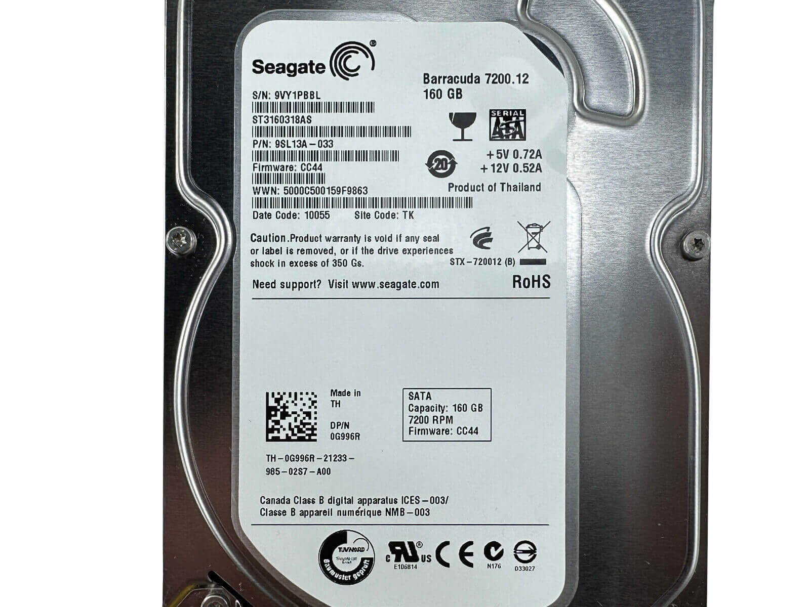 Dell 0G996R 160GB SATA 6Gb/s 7.2K rpm 3.5" LFF 512e HDD Hard Disk Drive