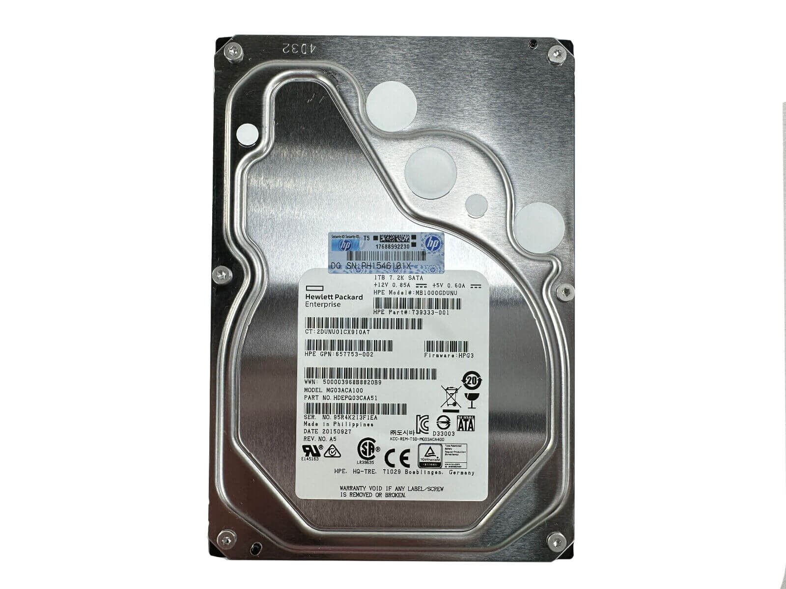 HPE 739333-001 1TB SATA 6Gb/s 7.2K rpm 3.5" LFF RW 512n HDD Hard Disk Drive