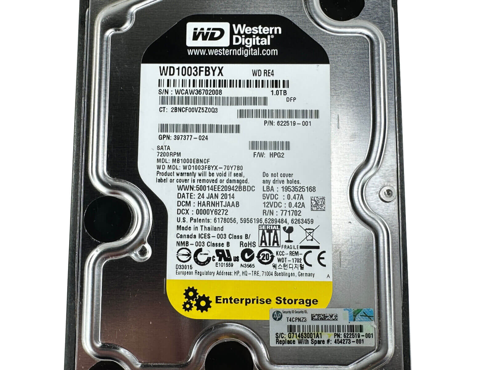HP 454273-001 1TB SATA 3Gb/s 7.2K rpm 3.5" LFF SC MDL 512e HDD Hard Disk Drive