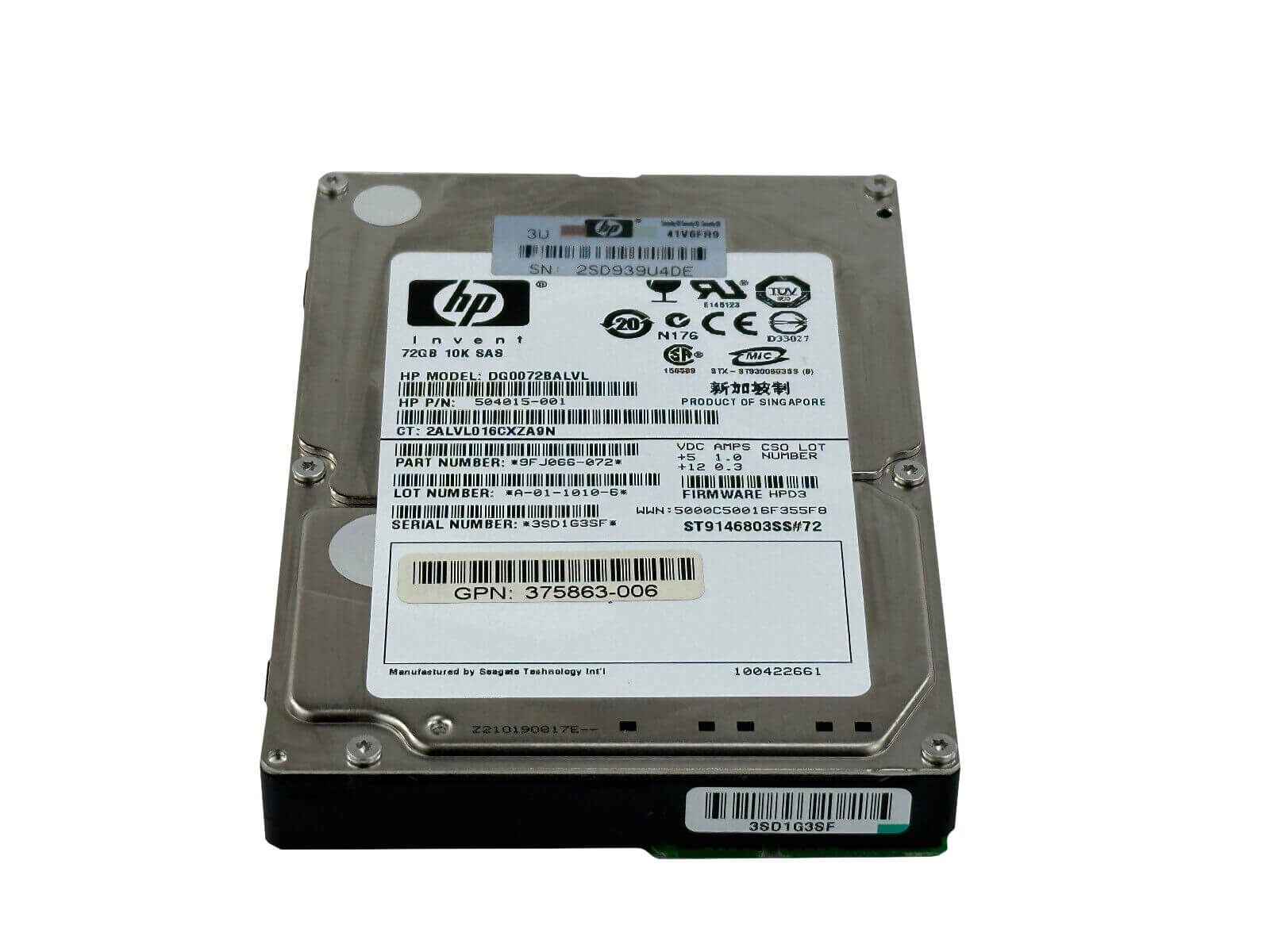 HPE 504015-001 72GB SAS 3Gb/s 10K rpm 2.5" SFF 512n HDD Hard Disk Drive