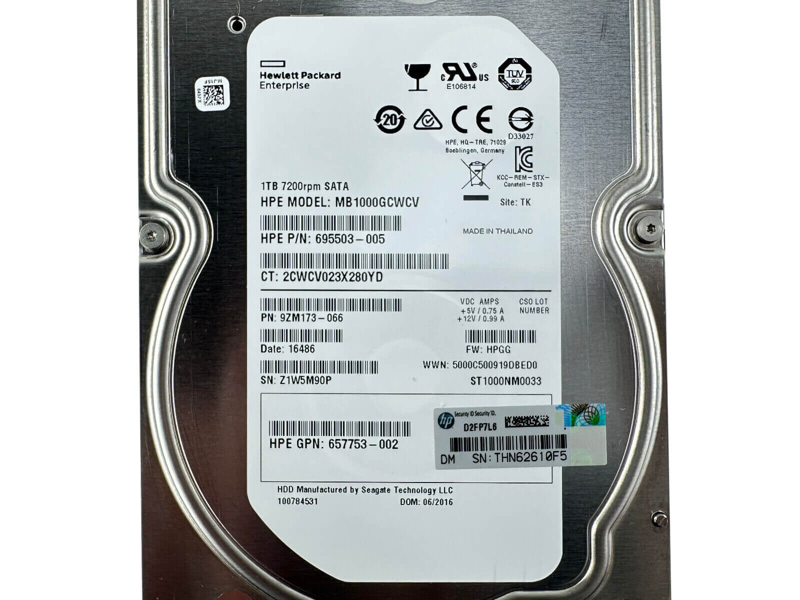 HP 695503-005 1TB SATA 6Gb/s 7.2K rpm 3.5" LFF RW MDL 512n HDD Hard Disk Drive