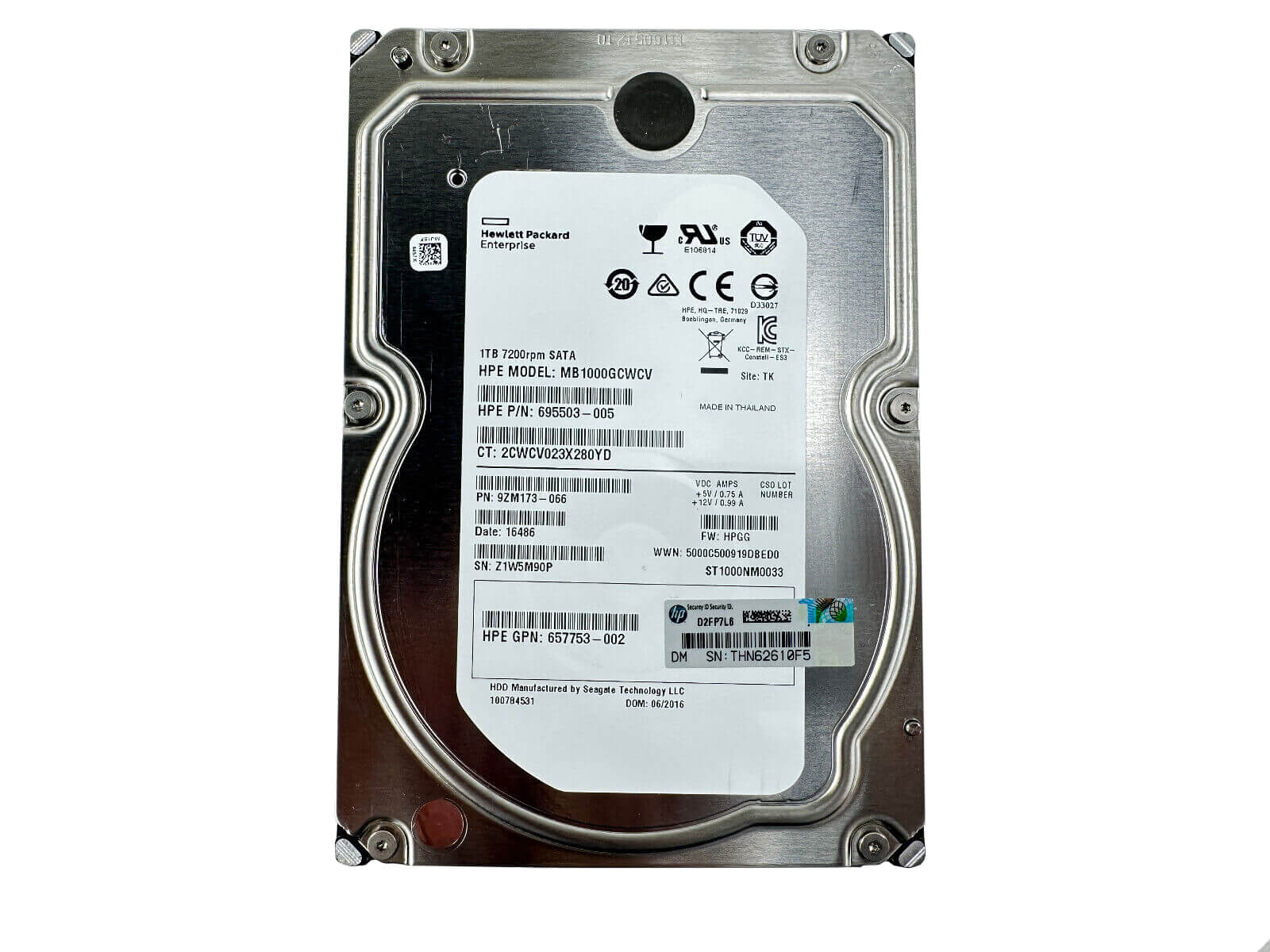 HP 695503-005 1TB SATA 6Gb/s 7.2K rpm 3.5" LFF RW MDL 512n HDD Hard Disk Drive