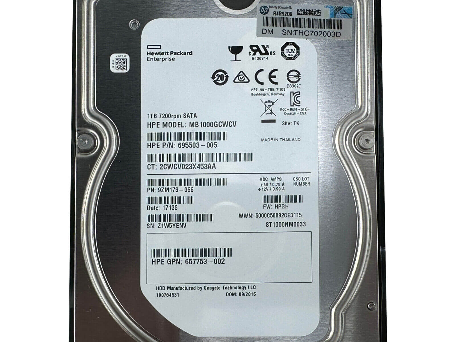 HPE 657739-001 1TB SATA 6Gb/s 7.2K rpm 3.5" LFF SC 512n HDD Hard Disk Drive