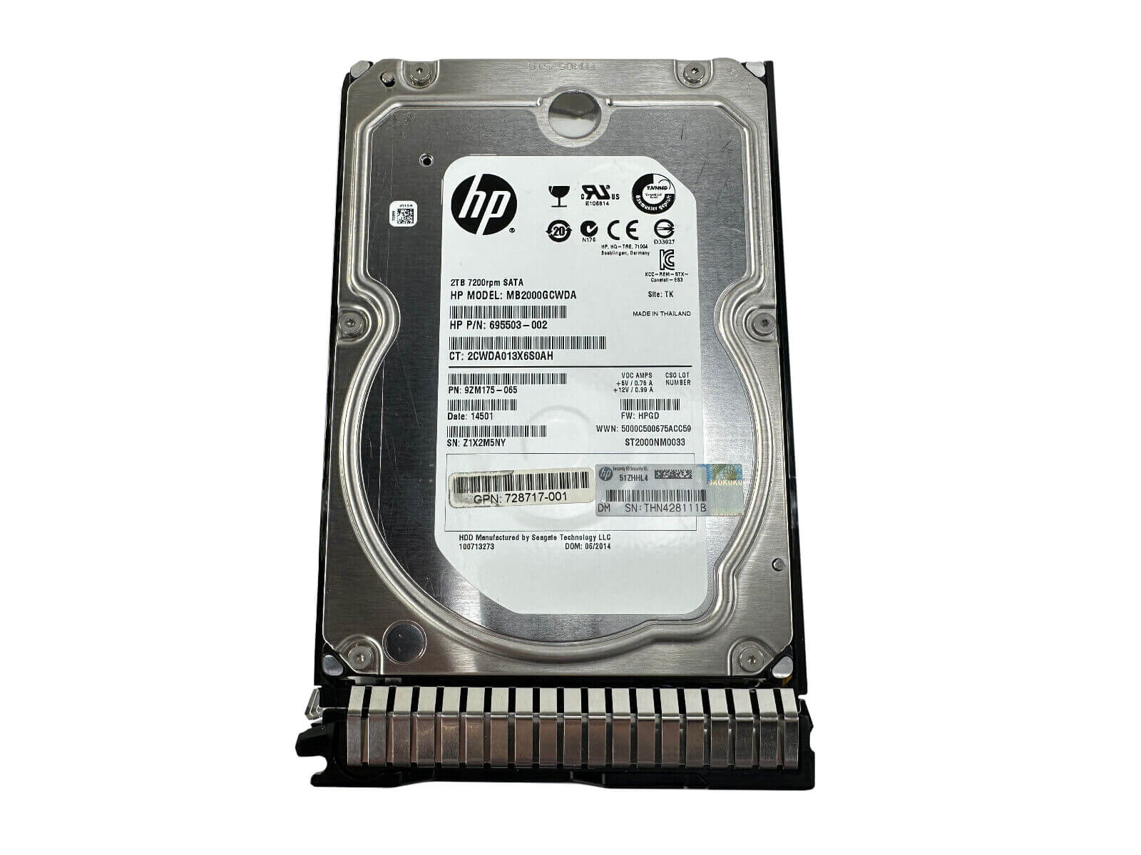 HP 728760-001 2TB SATA 6Gb/s 7.2K rpm 3.5" LFF SC MDL 512n HDD Hard Disk Drive