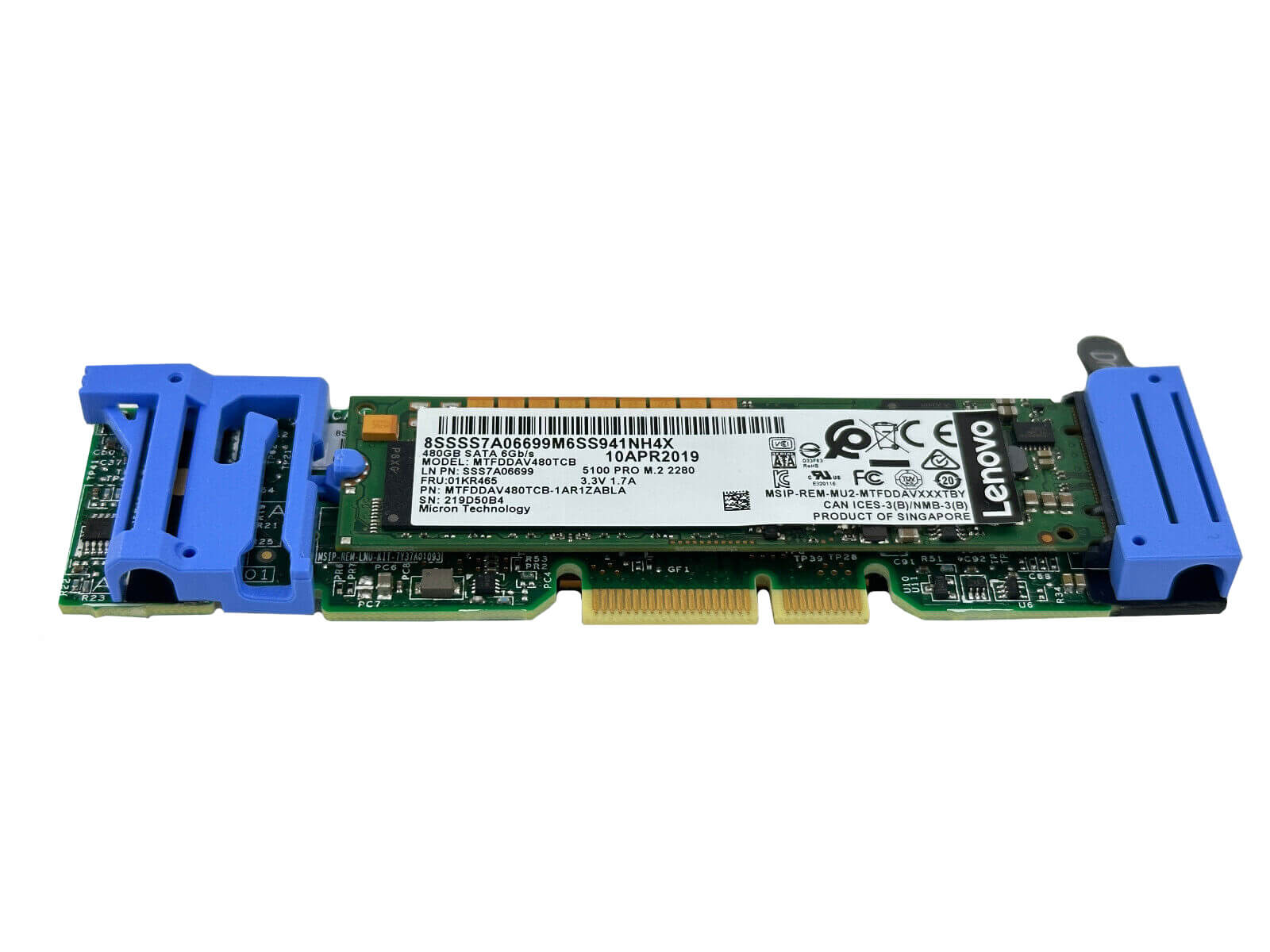 Lenovo ThinkSystem Boot Device Dual M.2 Module w/ 2x SATA Mixed Use 480GB SSD.