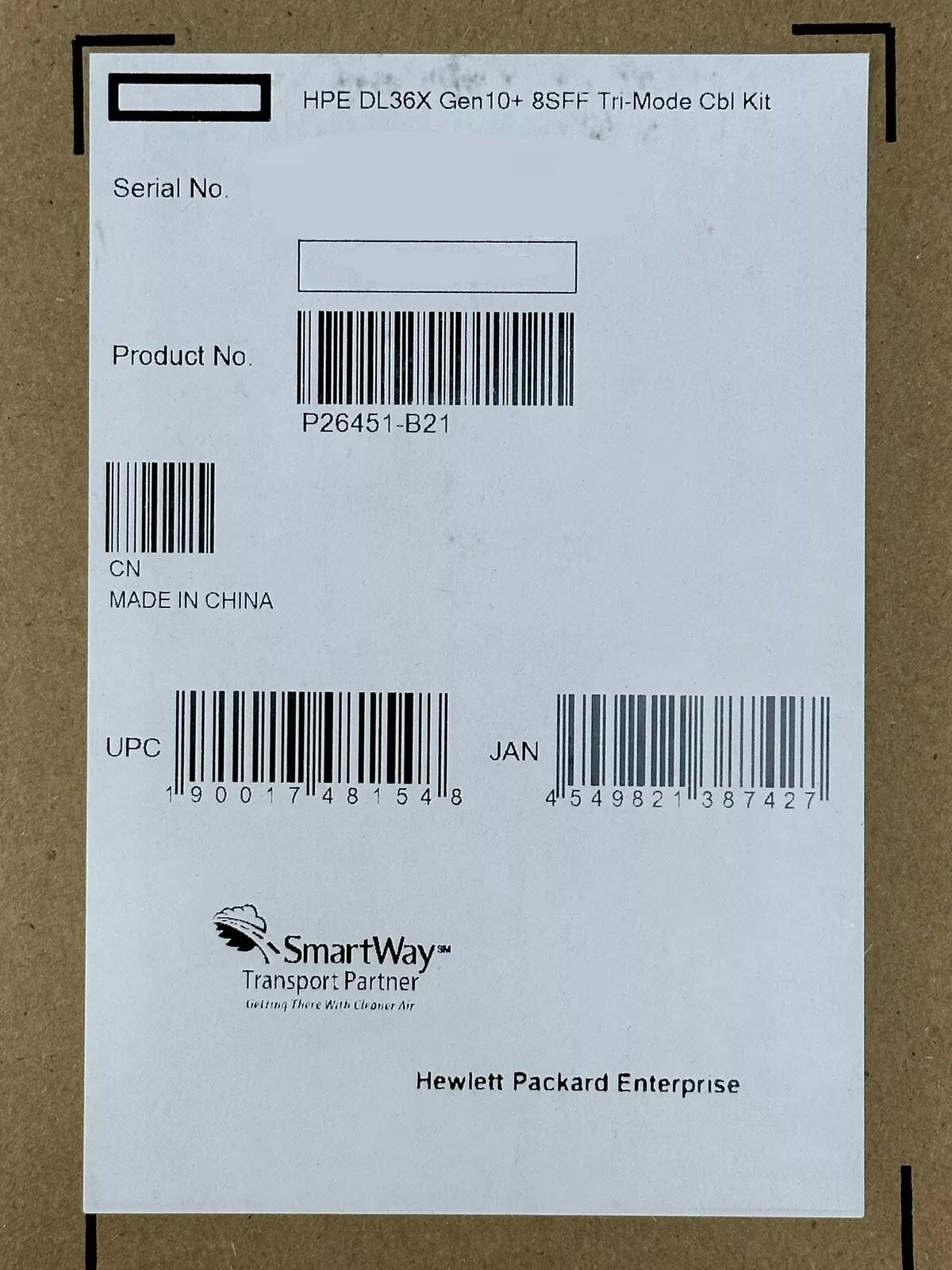 HPE ProLiant DL36X DL360 DL365 Gen10+ Plus 8SFF Tri-Mode Cable Kit P26451-B21