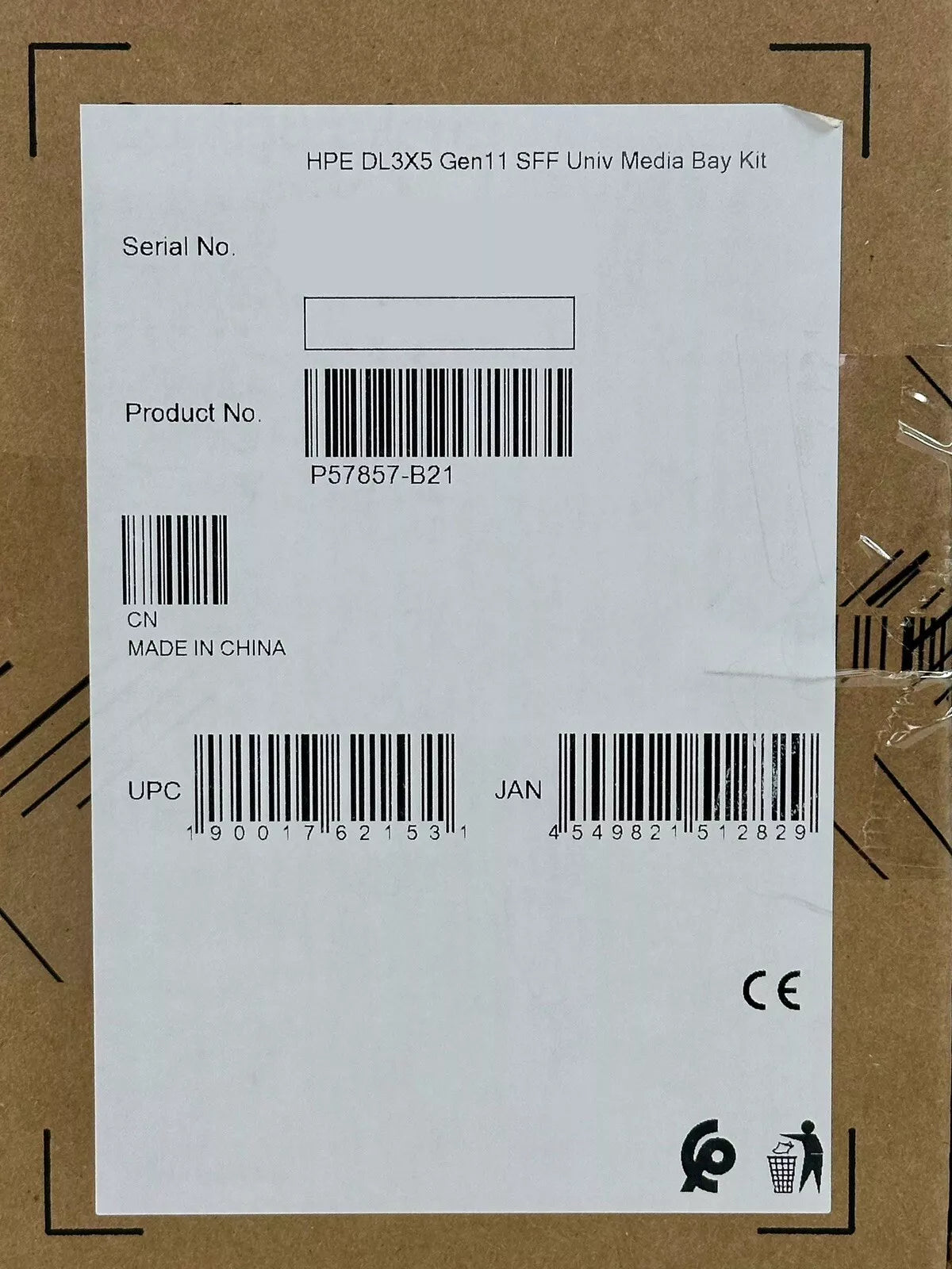 HPE ProLiant DL3X5 DL345 DL385 Gen11 SFF Universal Media Bay Kit P57857-B21 G11
