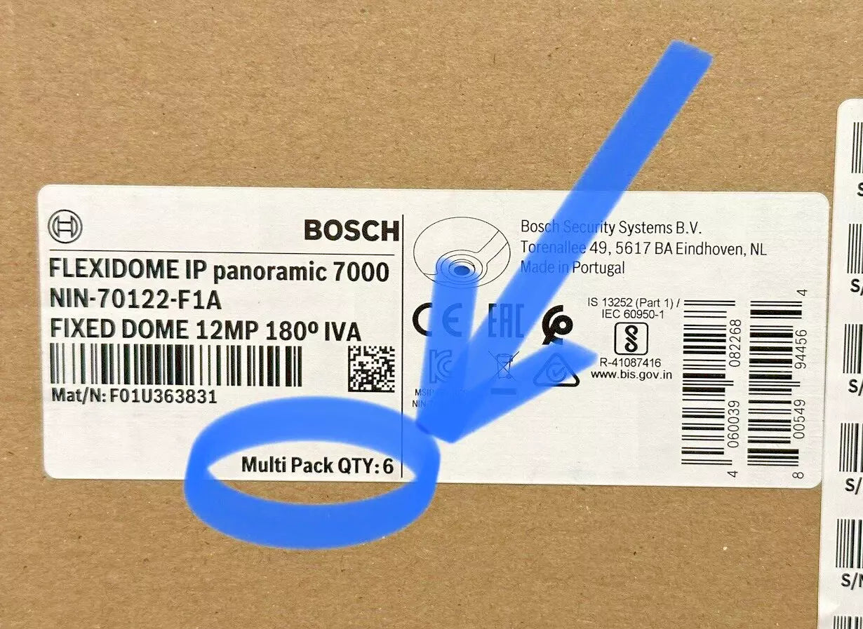 Lot of 6 Bosch NIN-70122-F1A IP 12MP 180 deg IVA Panoramic Camera Fixed Dome MP