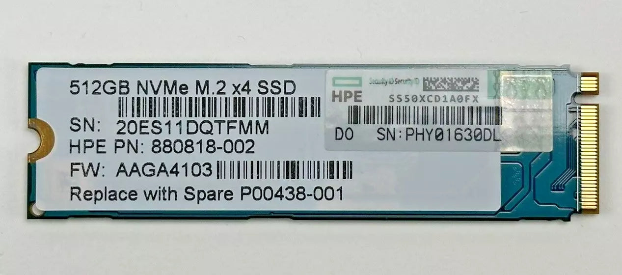 HPE 512GB M.2 2280 NVMe PCIe 3.0 x4 SSD P00438-001 PCI-e RI Solid State Drive