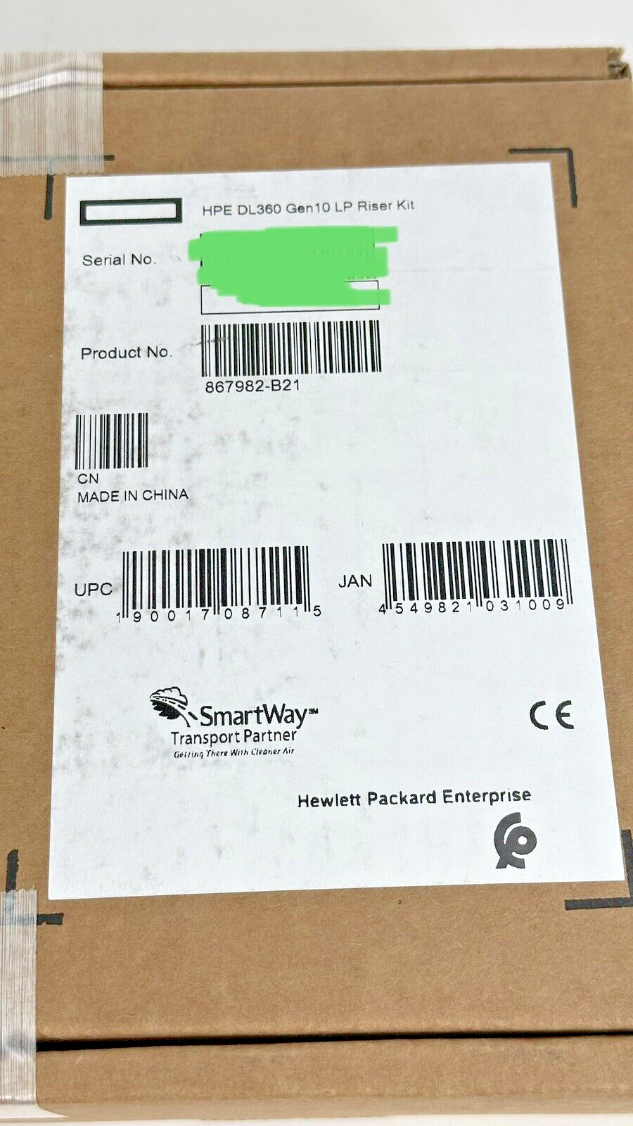 HPE Proliant DL360 Gen10 Low Profile Riser Kit LP x16 PCI-e 867982-B21