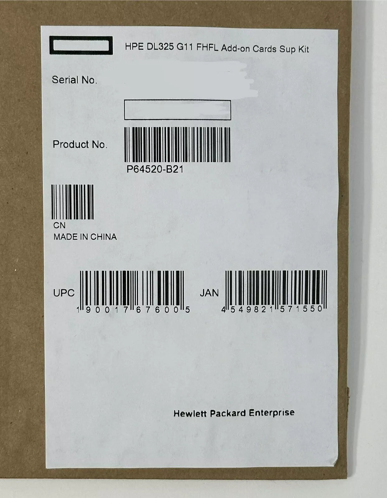 HPE ProLiant DL325 Gen11 FHFL Add-on Cards Support Kit P64520-B21