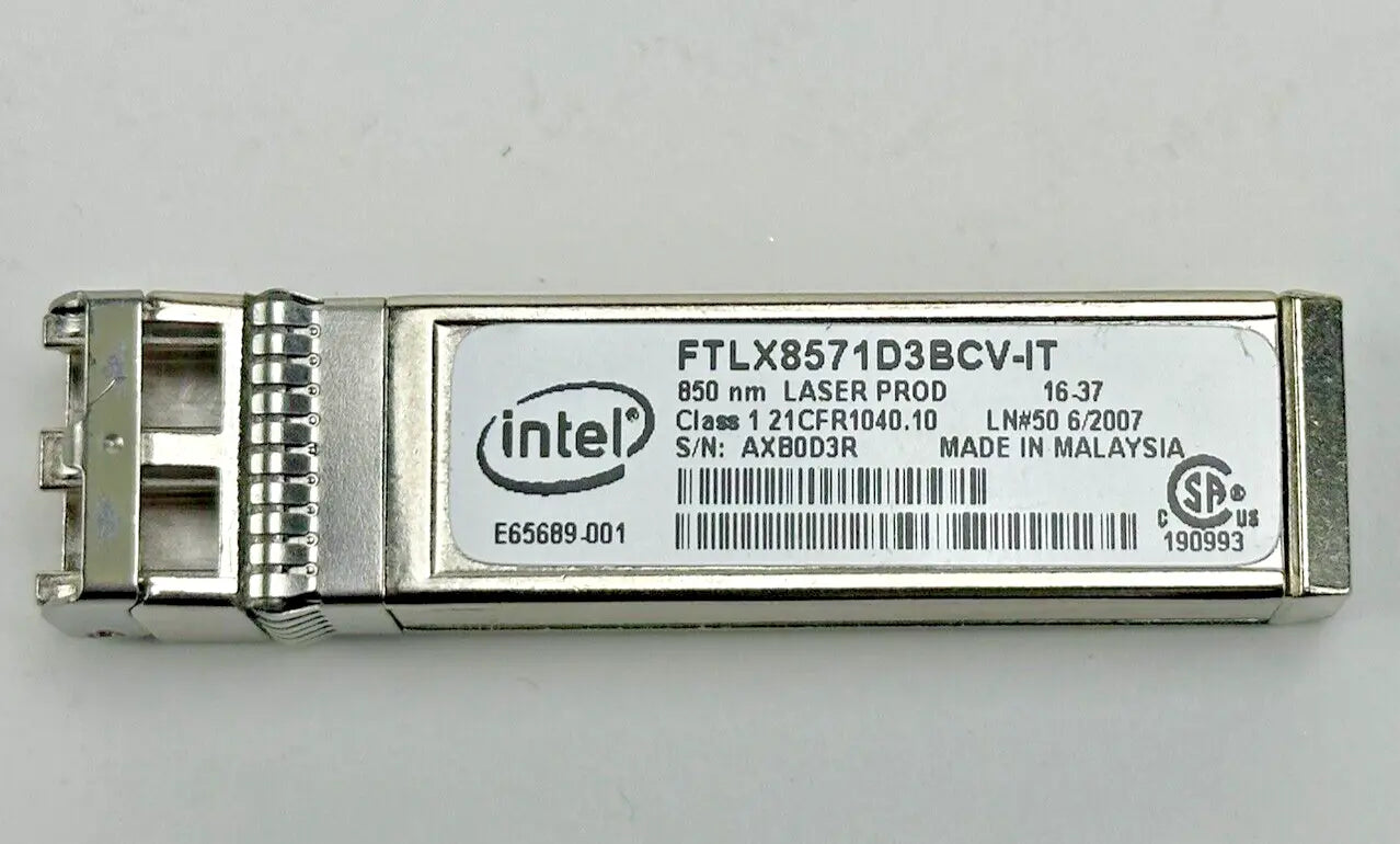 Genuine Intel FTLX8571D3BCV-IT 10Gbps SR SFP+ Transceiver 10G 10GE 10Gb 10Gb/s